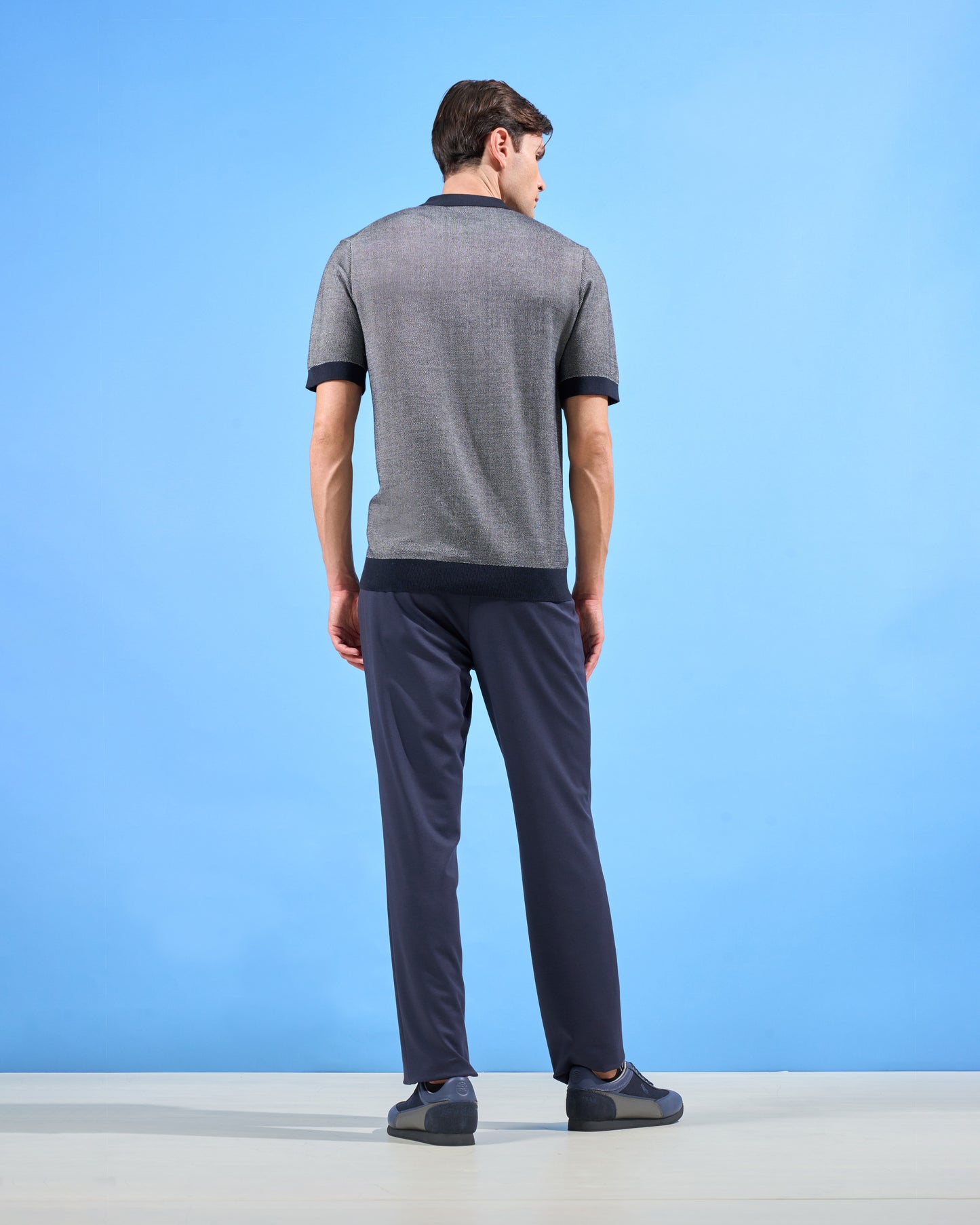 Chic Navy Zip Placket Top