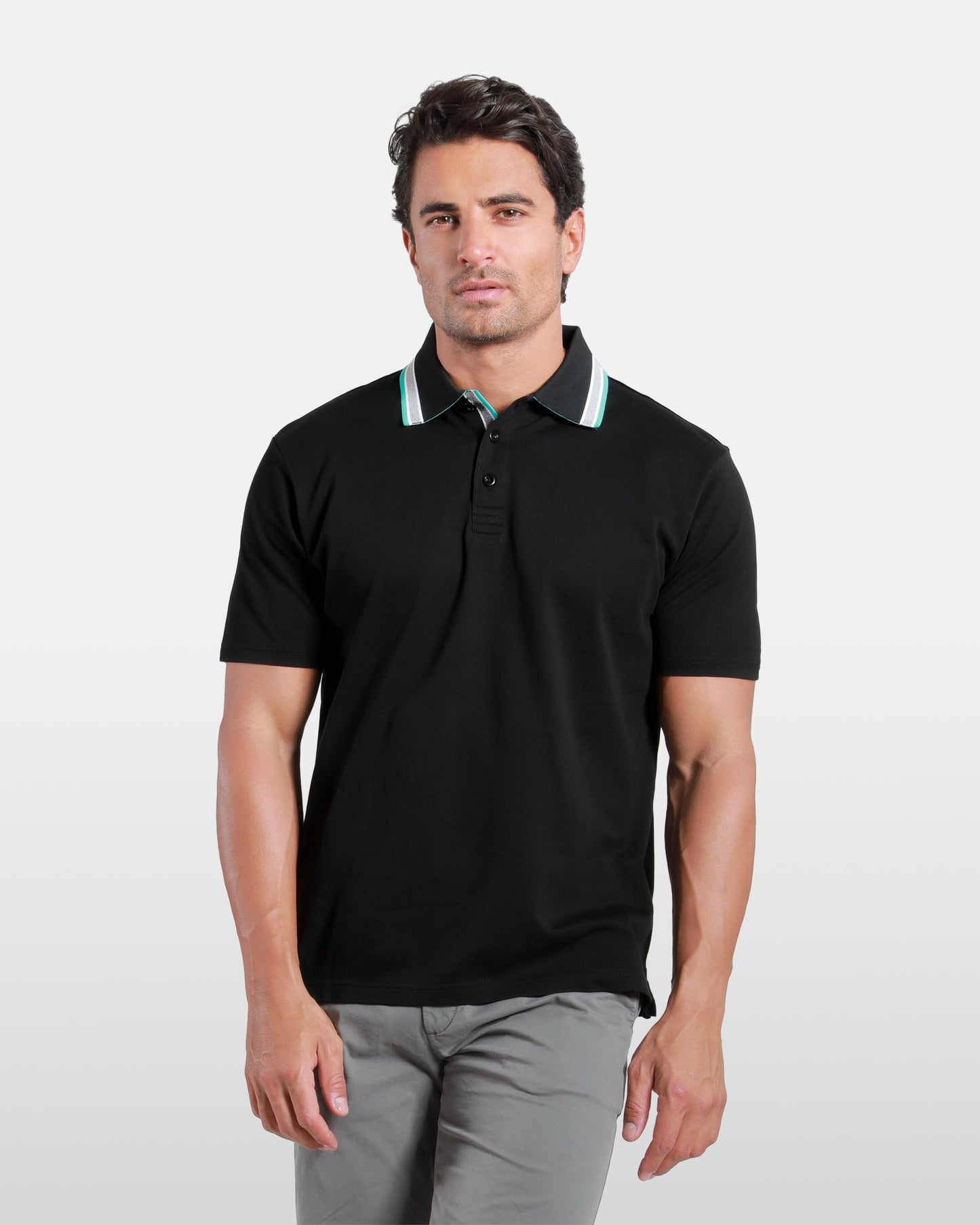 Contrast Collar Cotton Polo Shirt