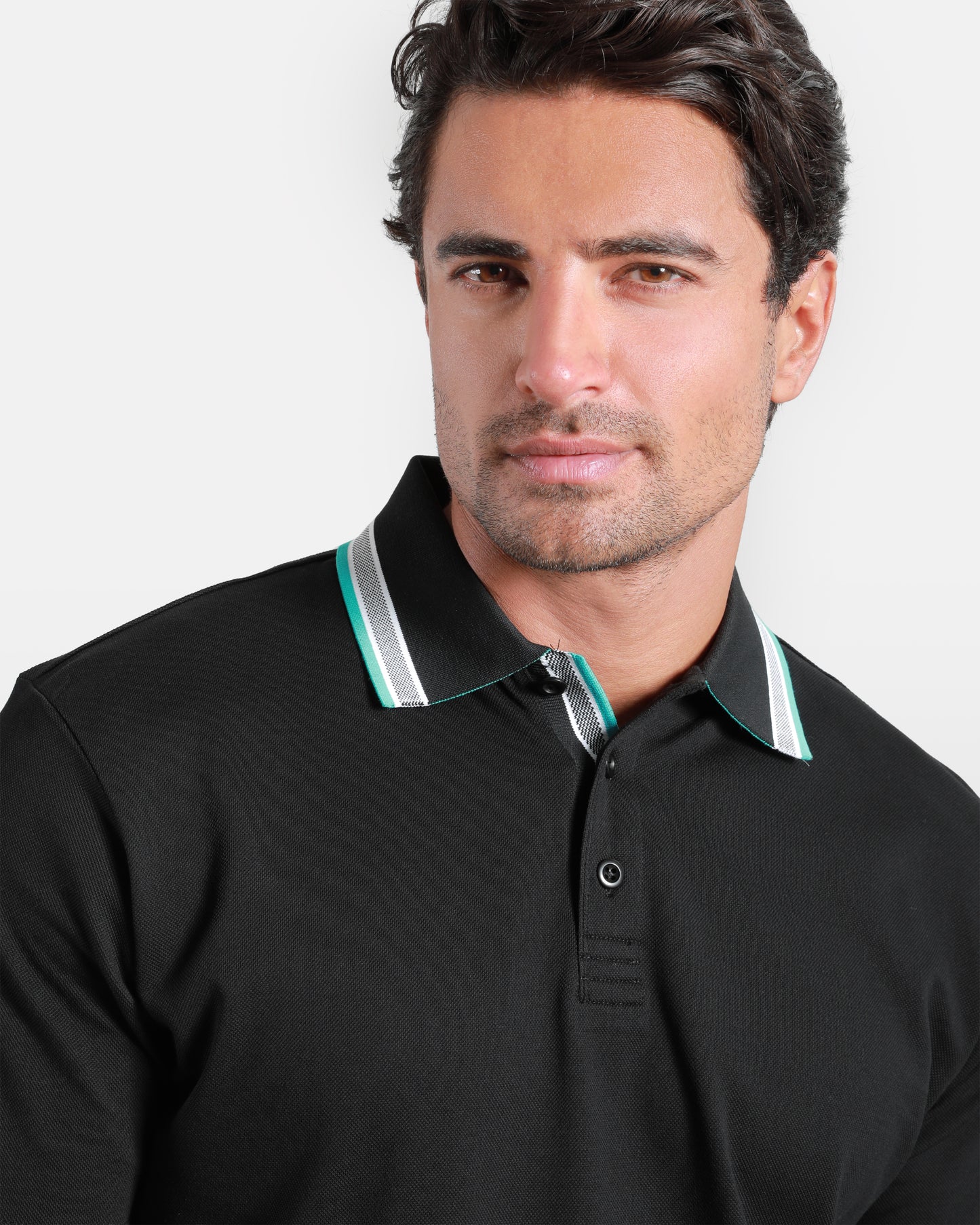 Contrast Collar Cotton Polo Shirt