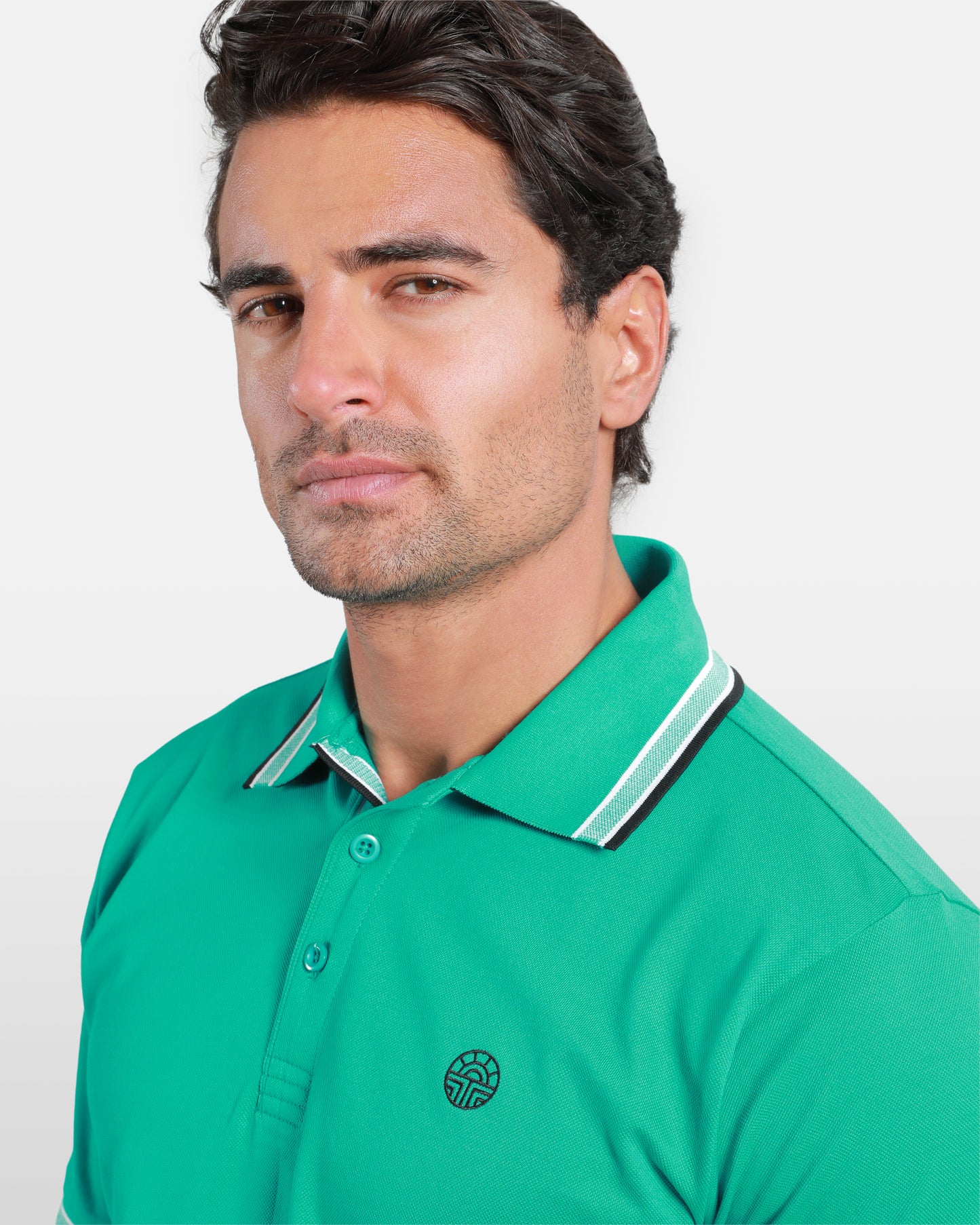 Striped Collar Cotton Polo Shirt