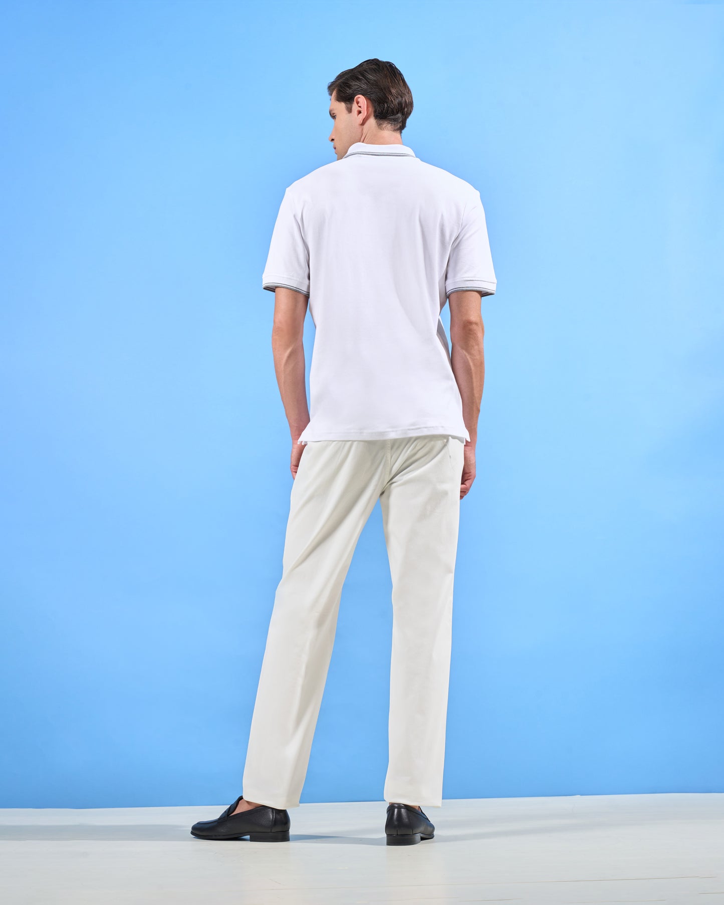 White Polo Contrast Grey Tipping