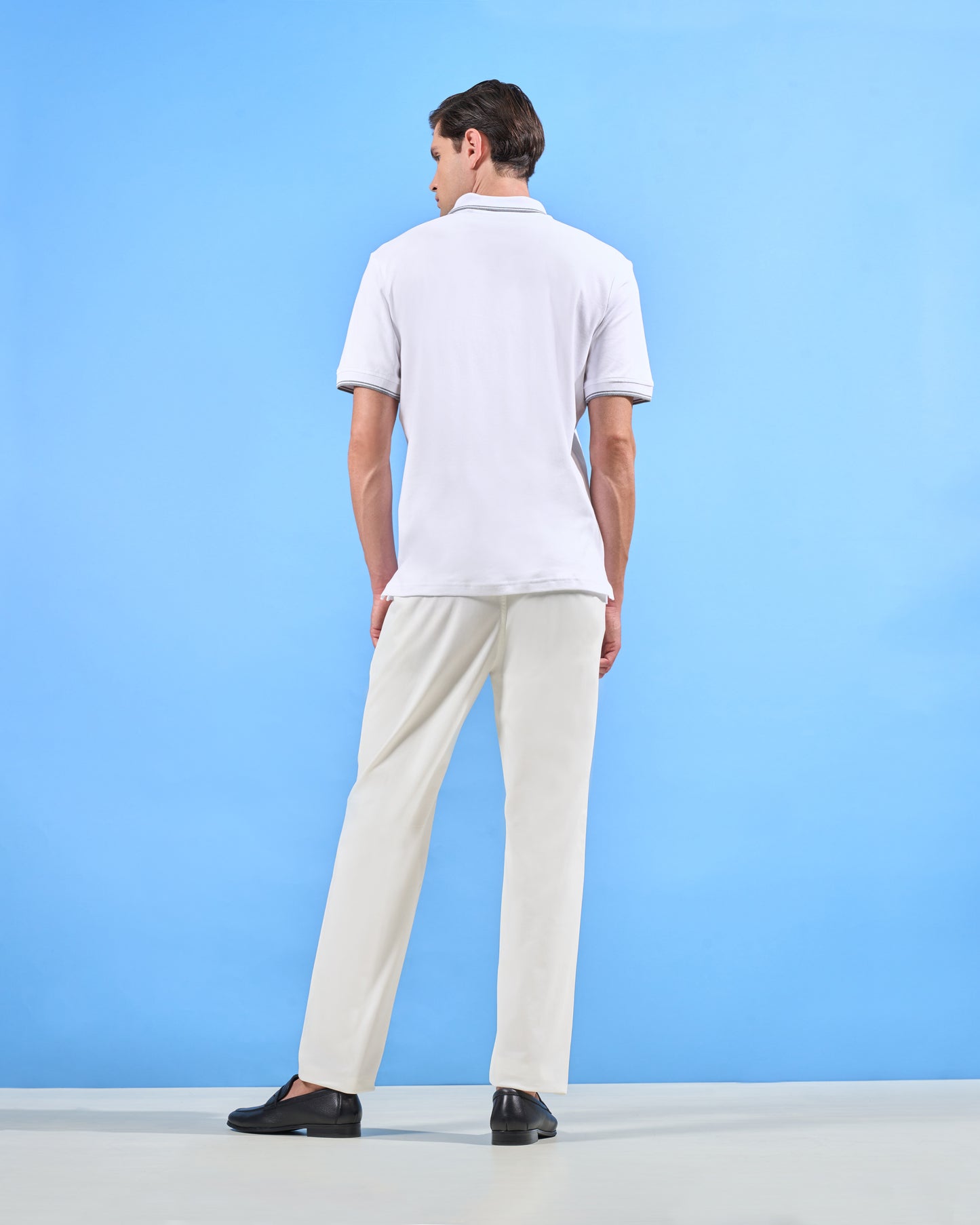 White Polo Contrast Grey Tipping