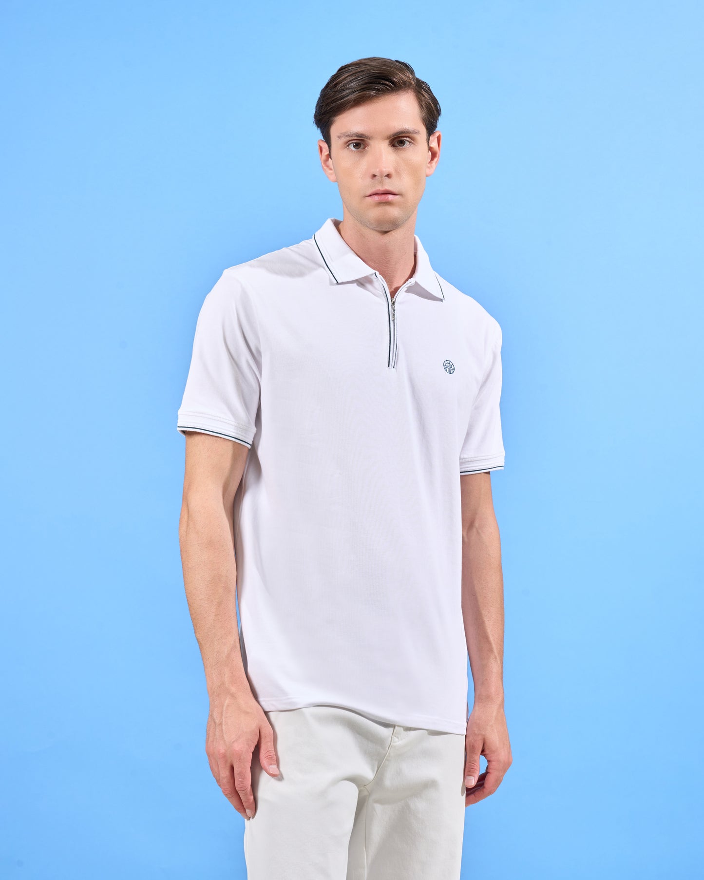 Classic White Polo with Embroidery
