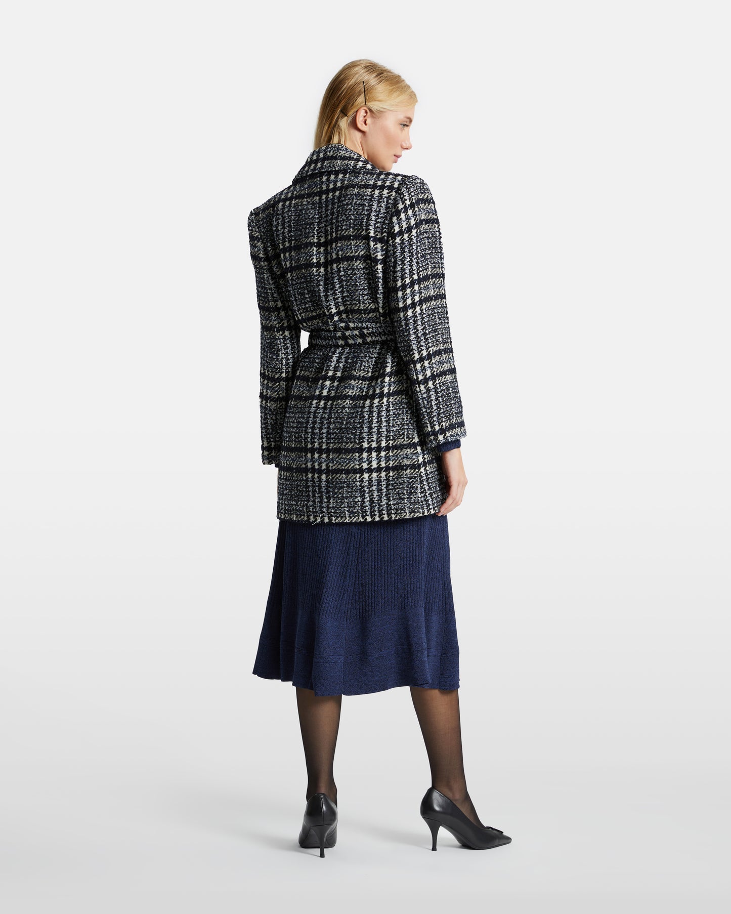 Monochrome Tweed Overcoat
