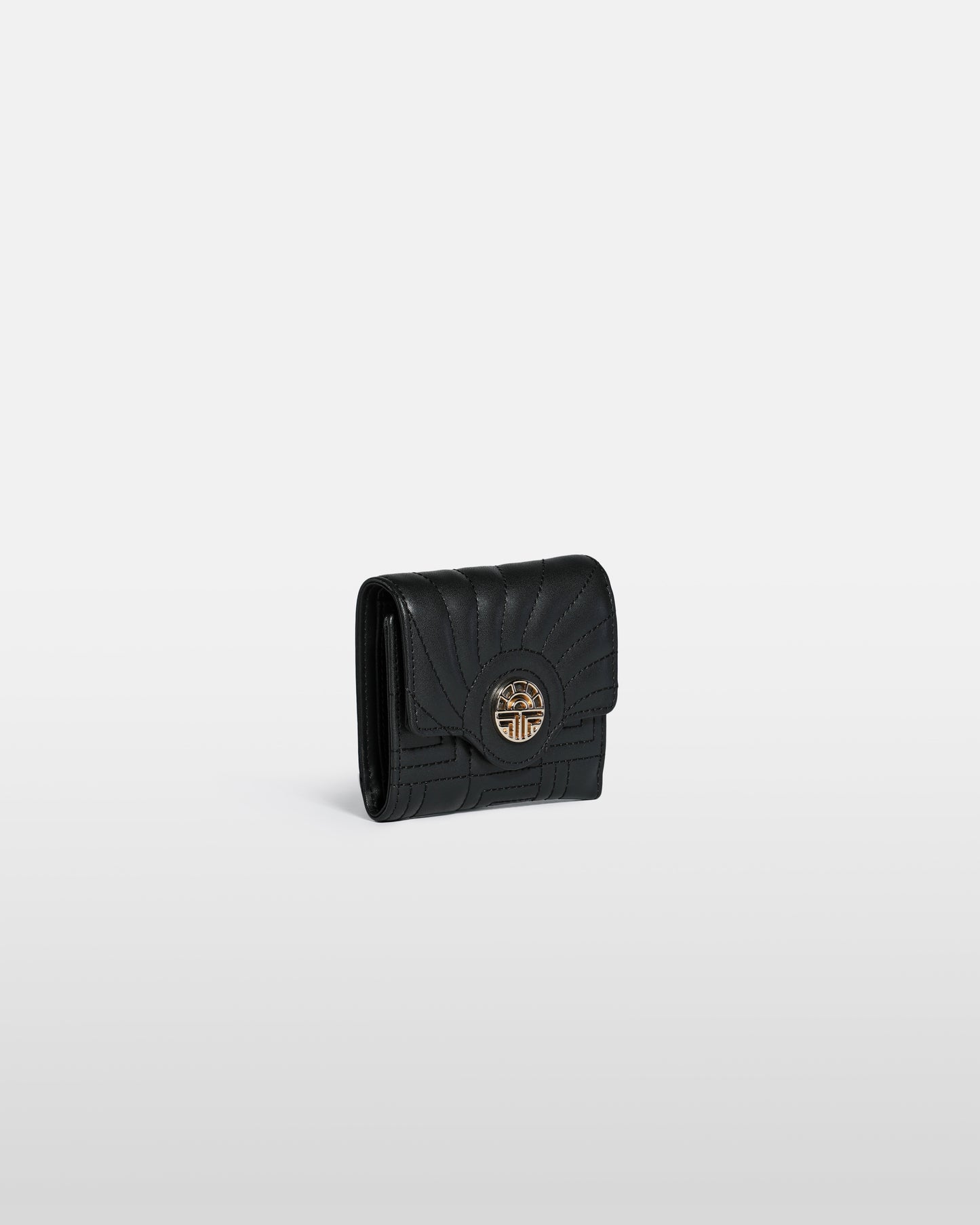 Quilted Gold-Tone Logo Detailed Wallet