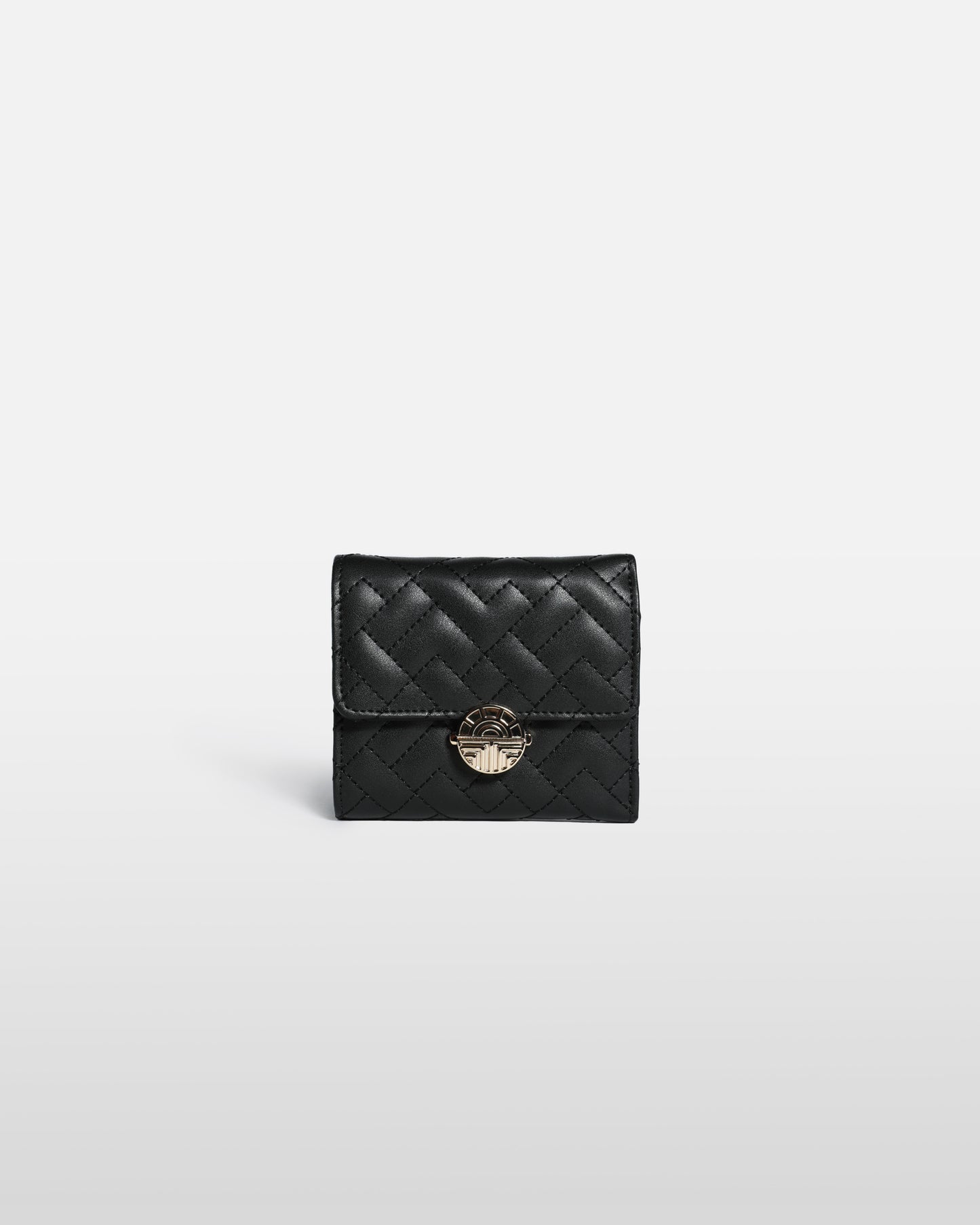 Metal Logo Detailed Quilted Wallet