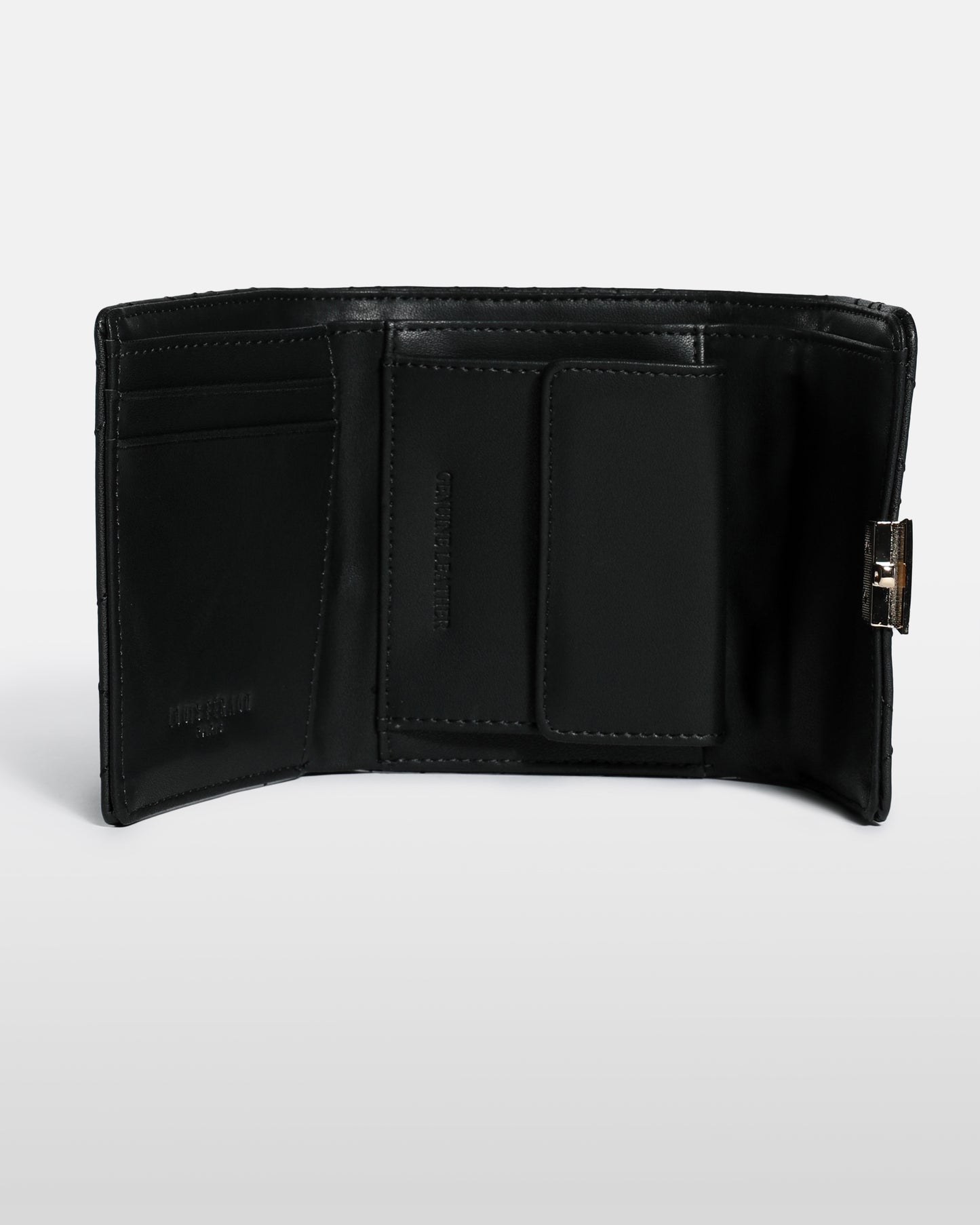 Metal Logo Detailed Quilted Wallet