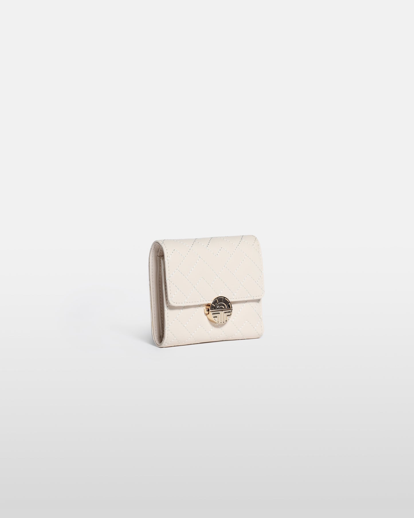 Metal Logo Detailed Quilted Wallet