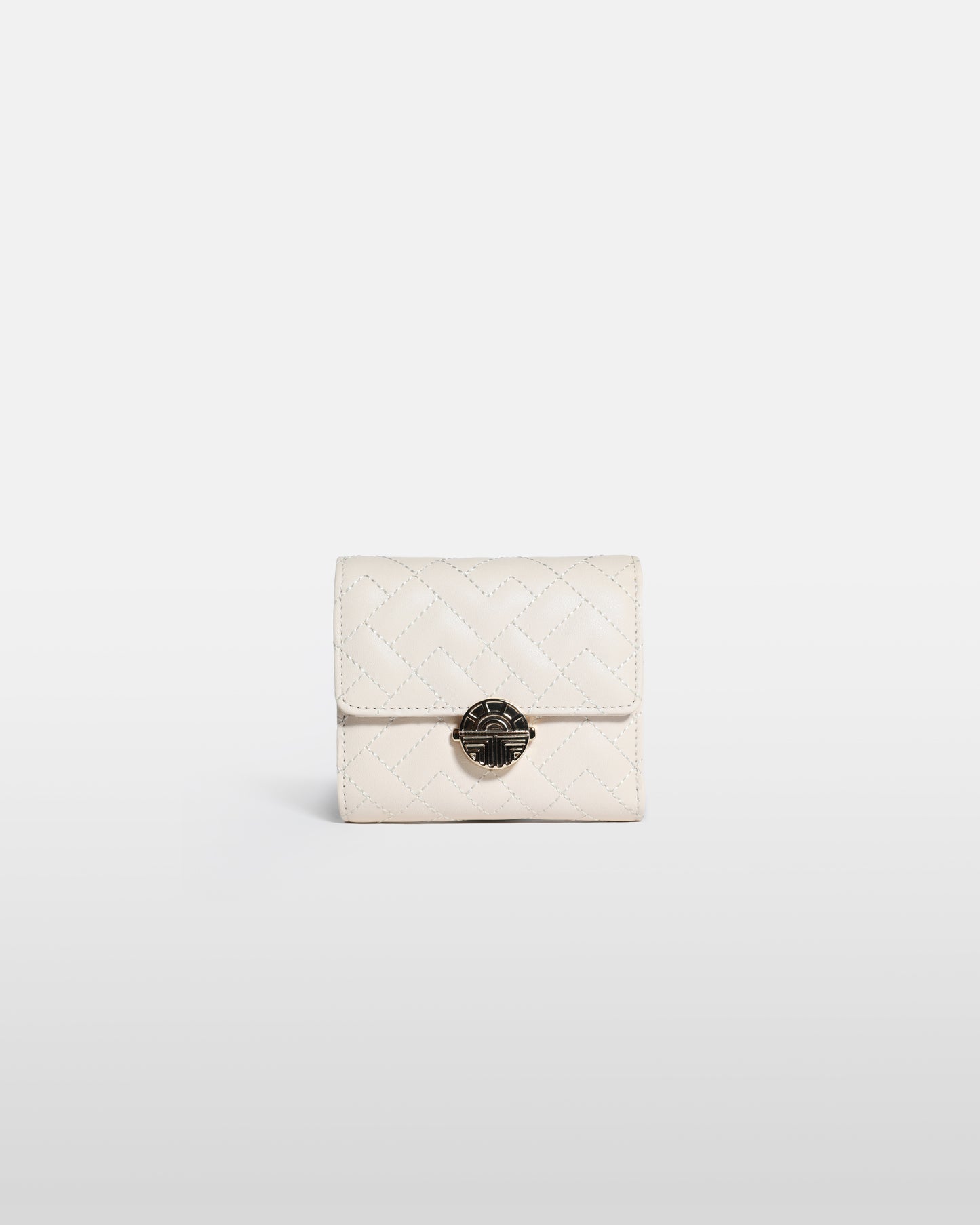Metal Logo Detailed Quilted Wallet