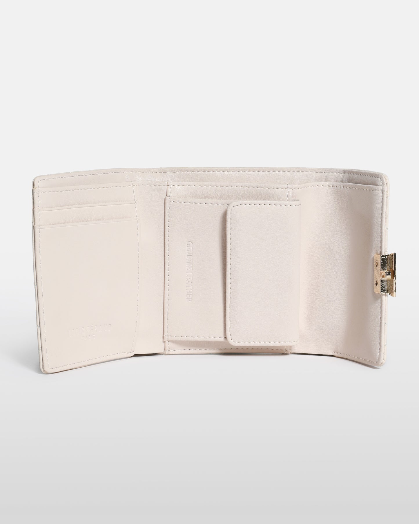Metal Logo Detailed Quilted Wallet