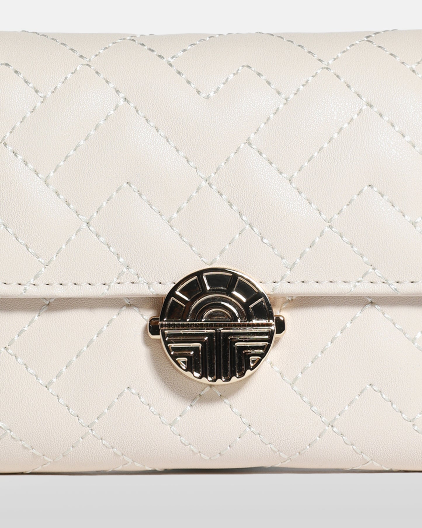 Metal Logo Detailed Quilted Wallet