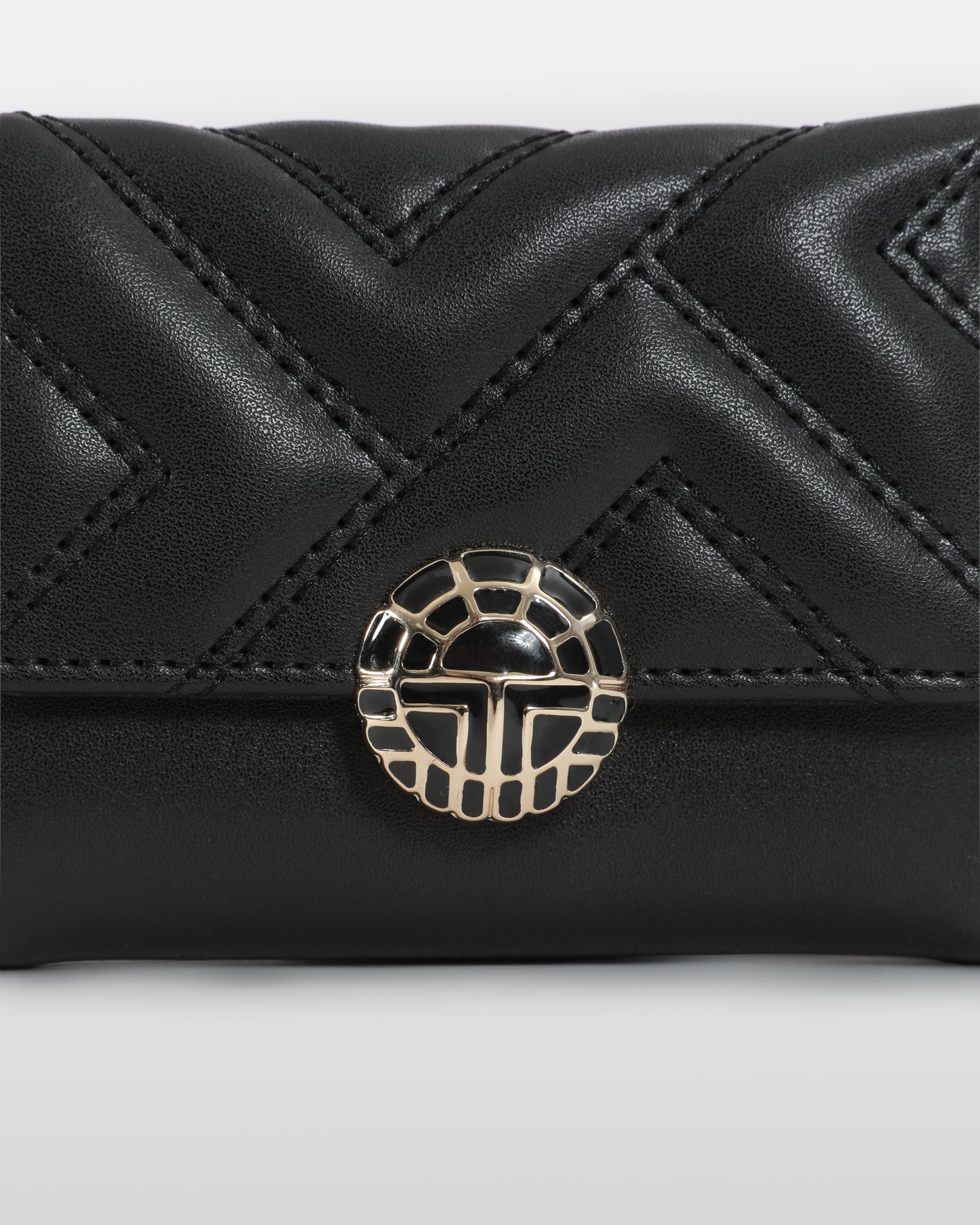 Black Quilted Tri-fold Wallet