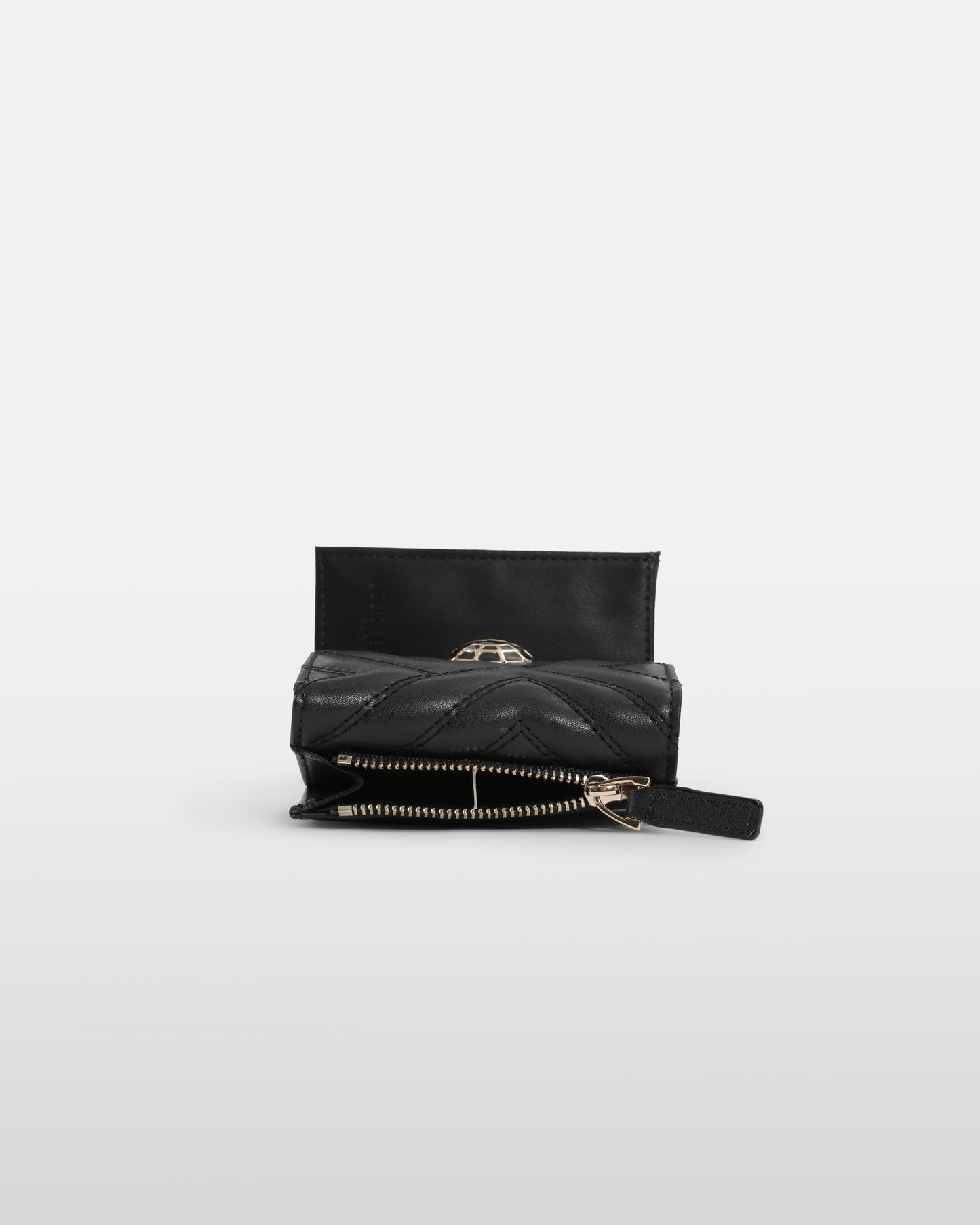Black Quilted Tri-fold Wallet