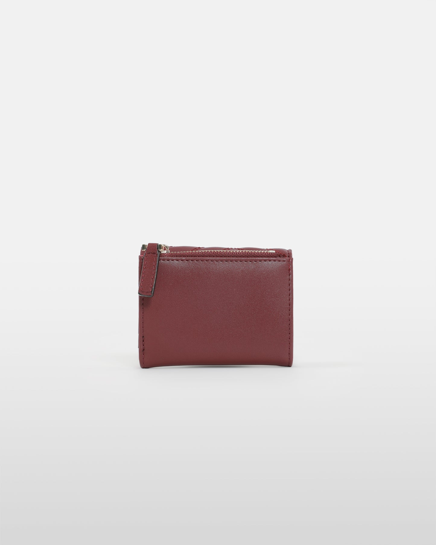 Maroon Quilted Tri-fold Wallet