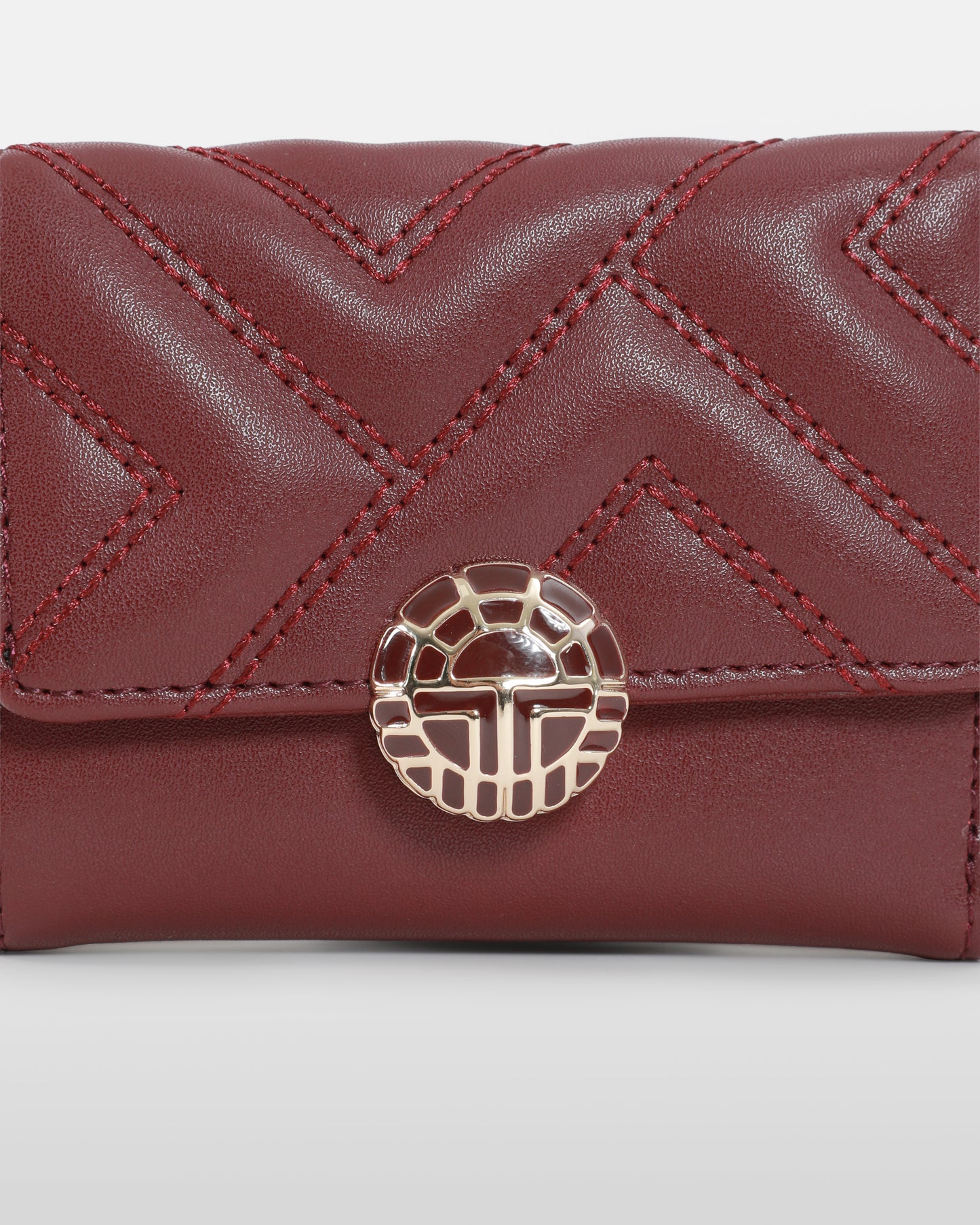Maroon Quilted Tri-fold Wallet