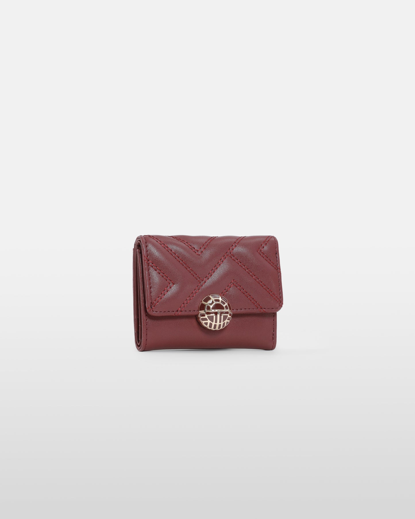 Maroon Quilted Tri-fold Wallet
