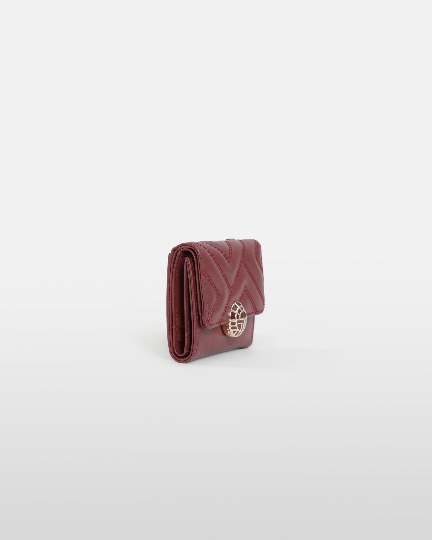 Maroon Quilted Tri-fold Wallet