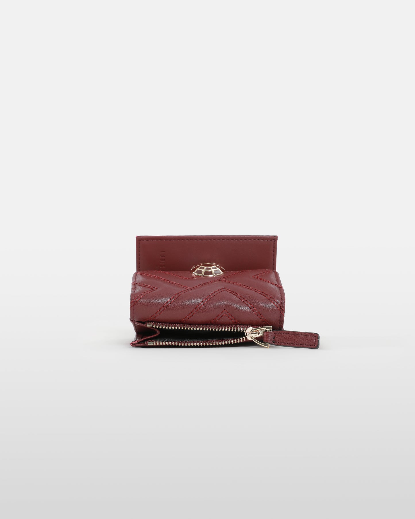 Maroon Quilted Tri-fold Wallet