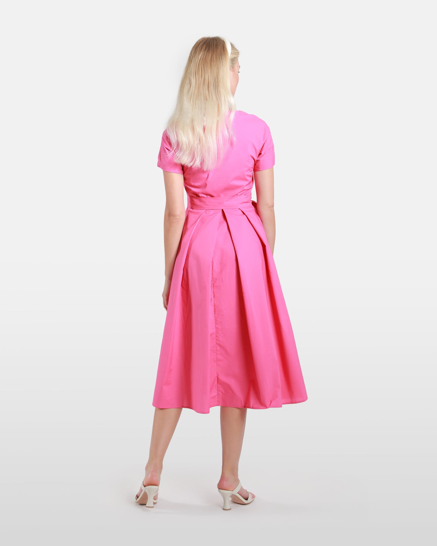 Pink Belted Cotton Dress