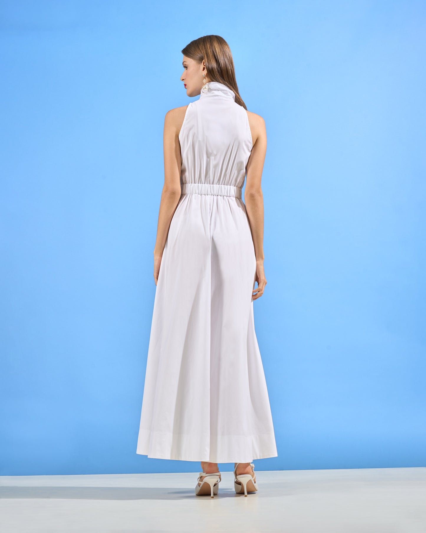 Belted Zip-Front Maxi Dress