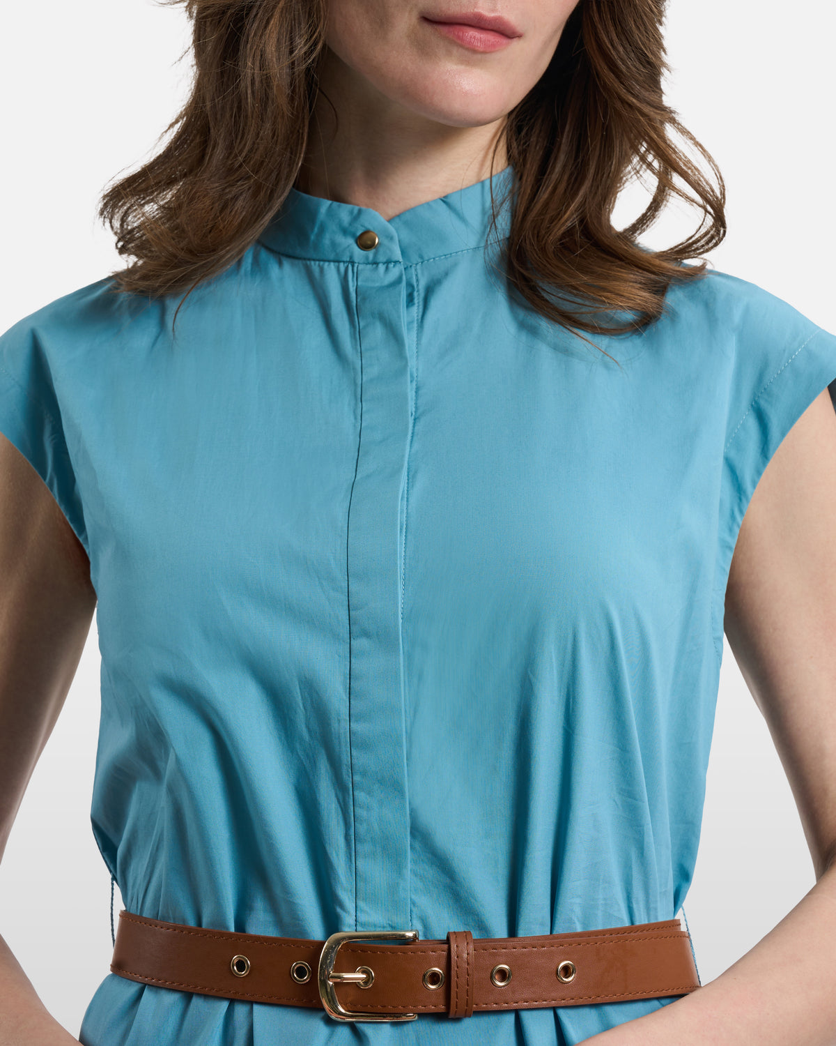 Turquoise Belted Tiered Maxi Dress