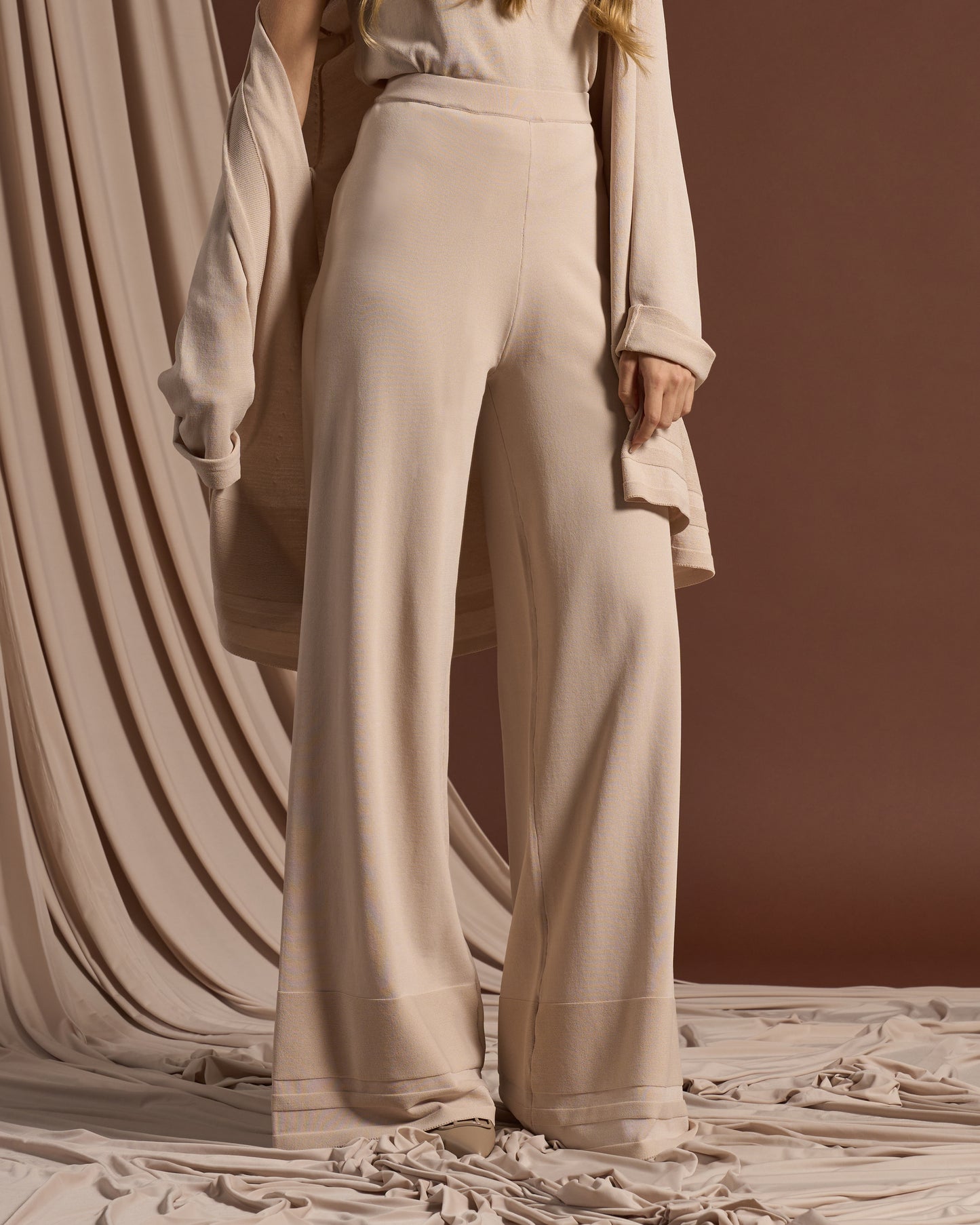 Flared Solid Tone Trousers