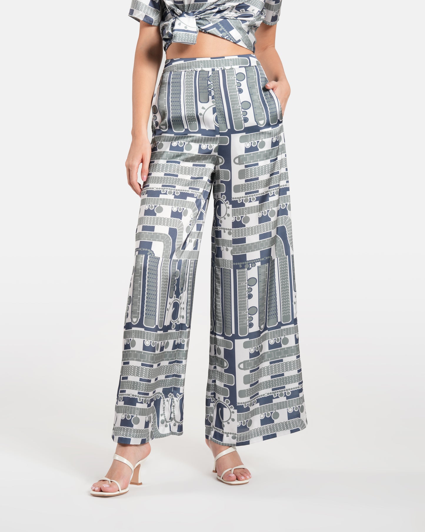 Abstract Printed Wide Leg Pants