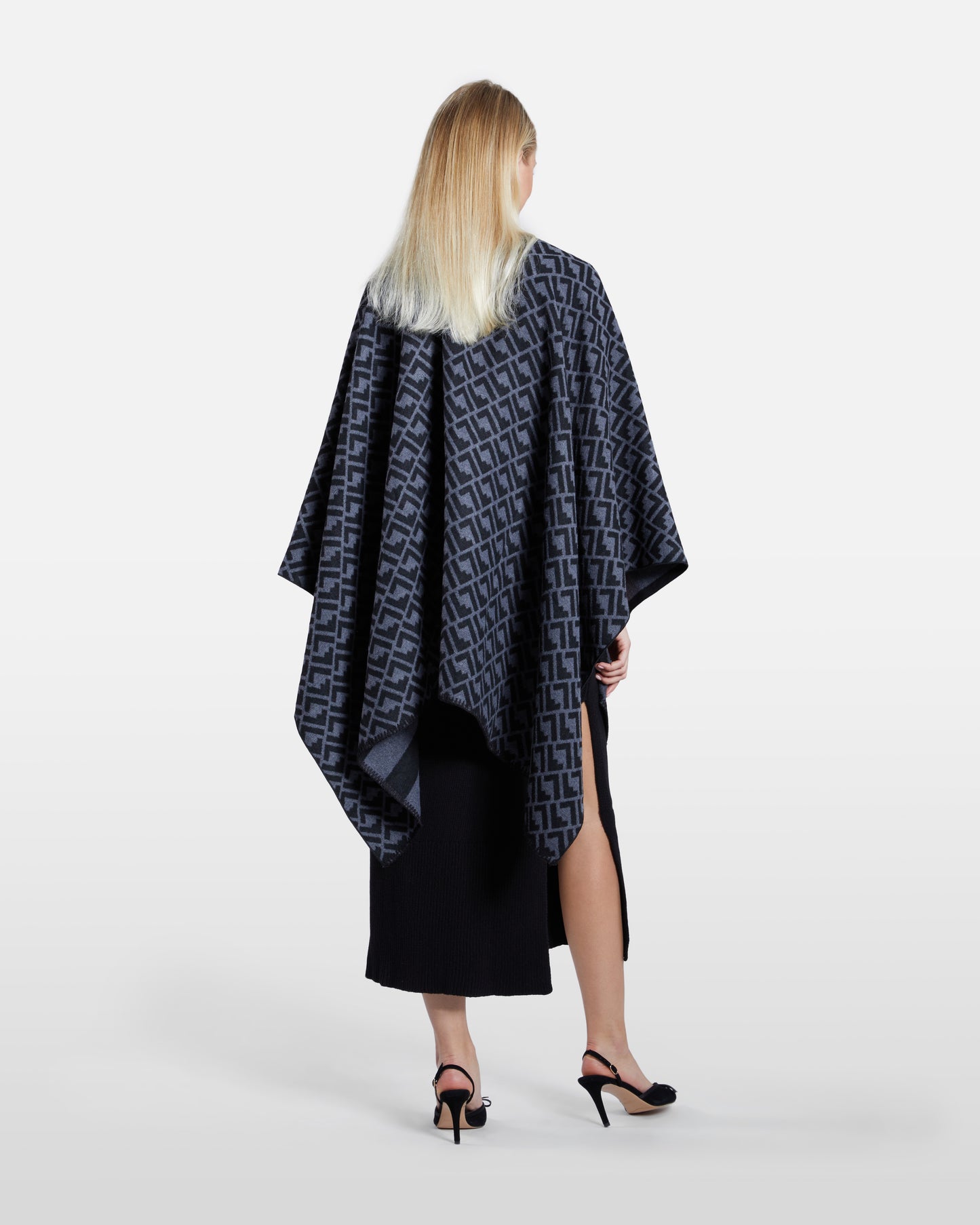Patterned Monochrome Poncho