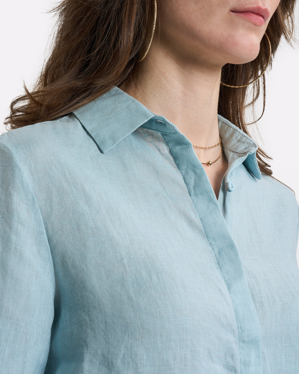Sky Blue Linen Long-Sleeve Shirt