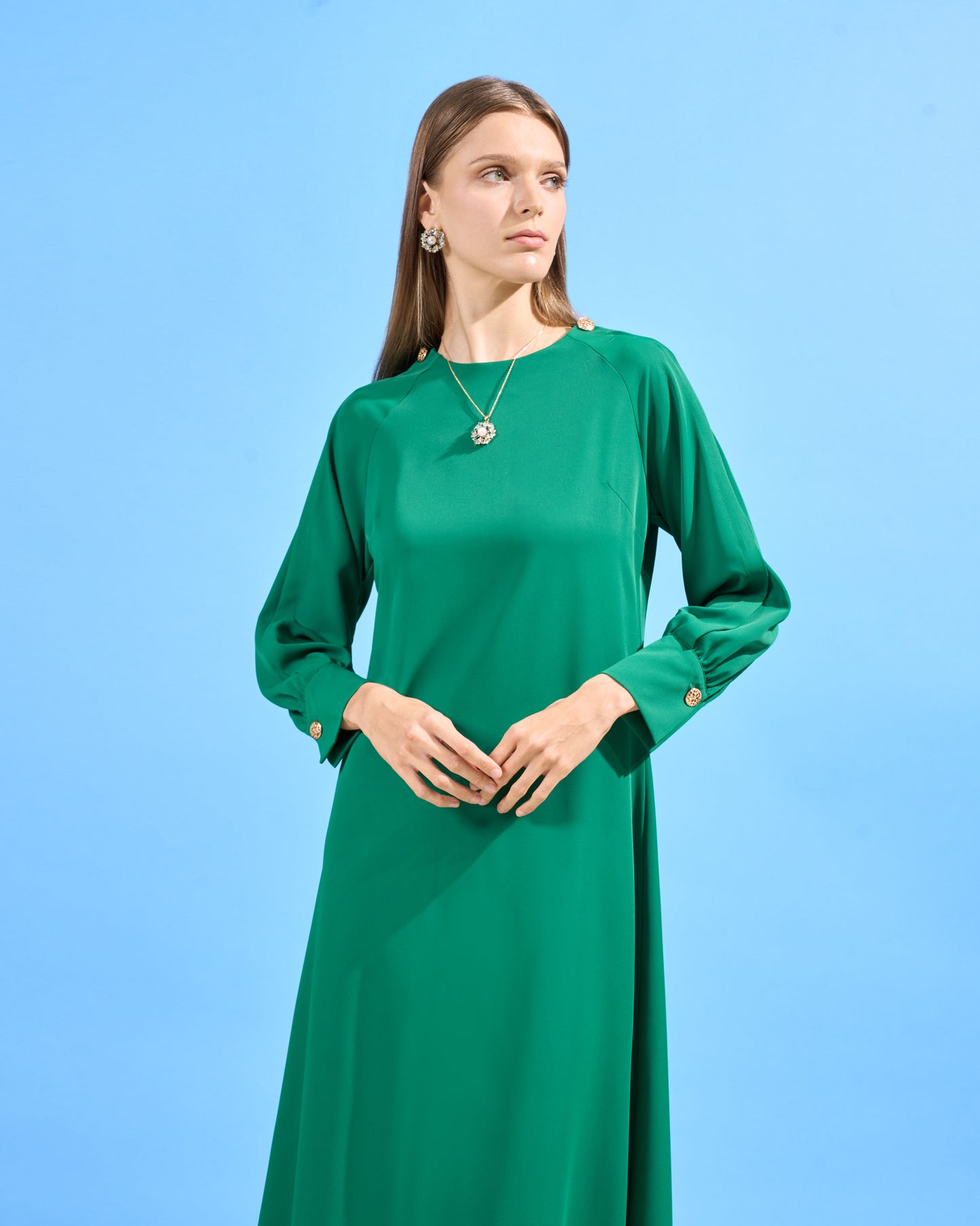 Long Sleeve Flowing Kaftan Dress