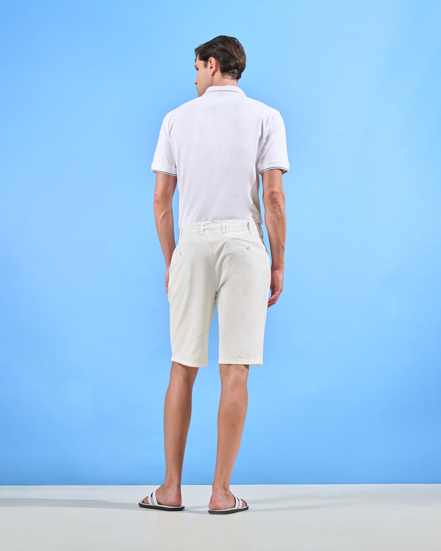 Slim Fit White Bermuda Short