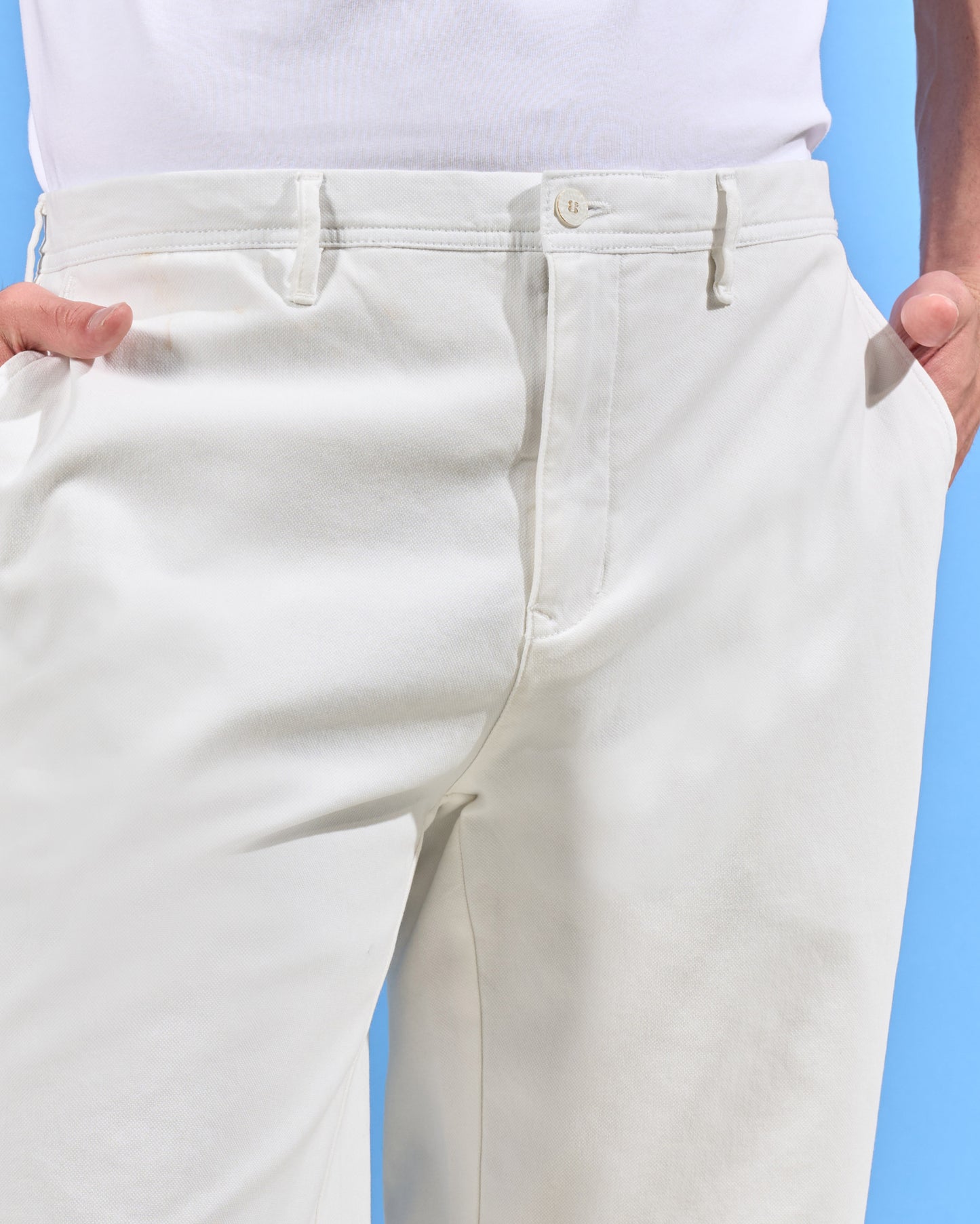 Slim Fit White Bermuda Short