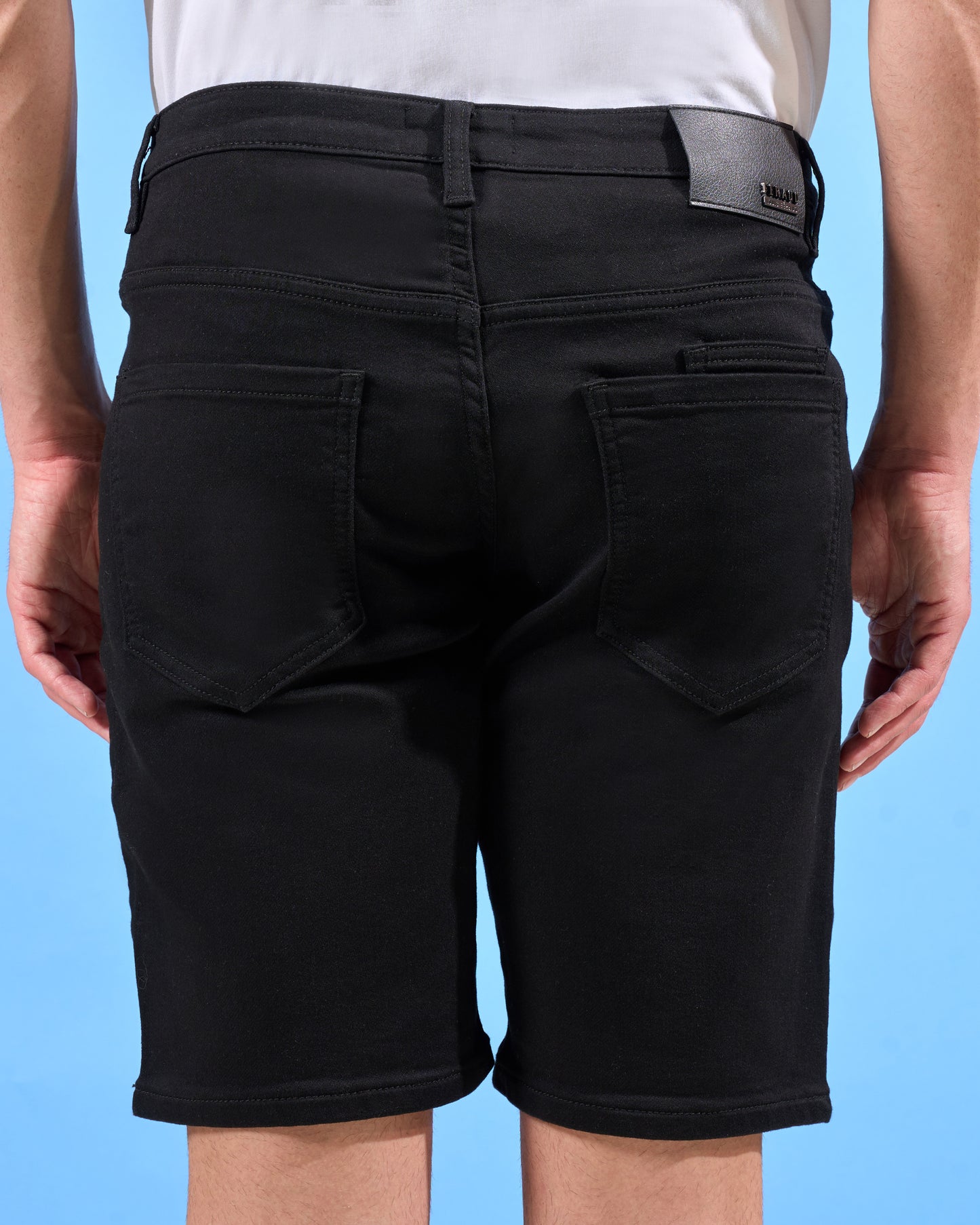 Sleek Black Denim Shorts