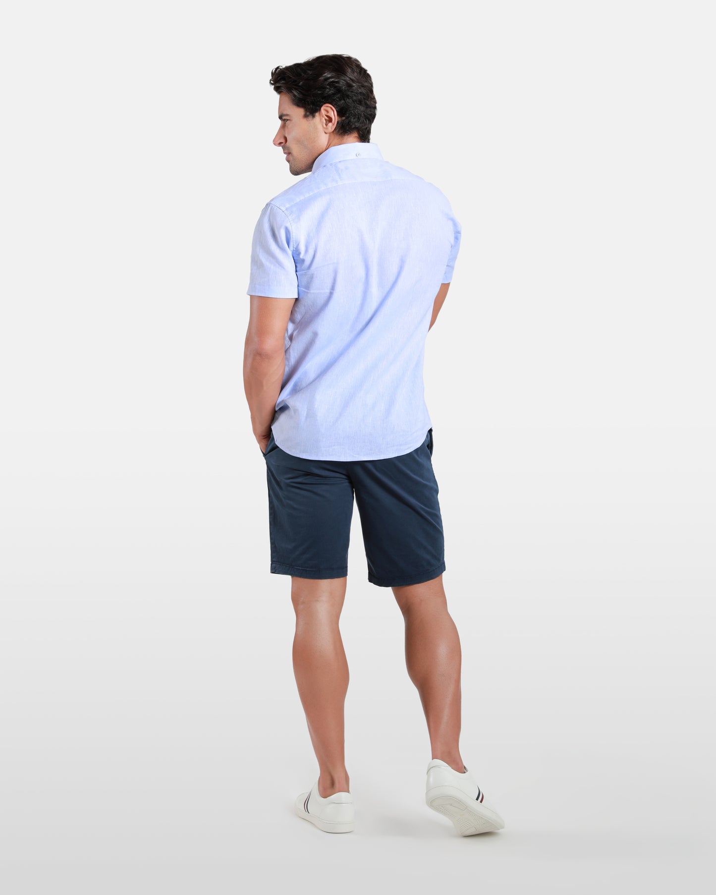 Slim Stretch Navy Blue Bermuda Shorts