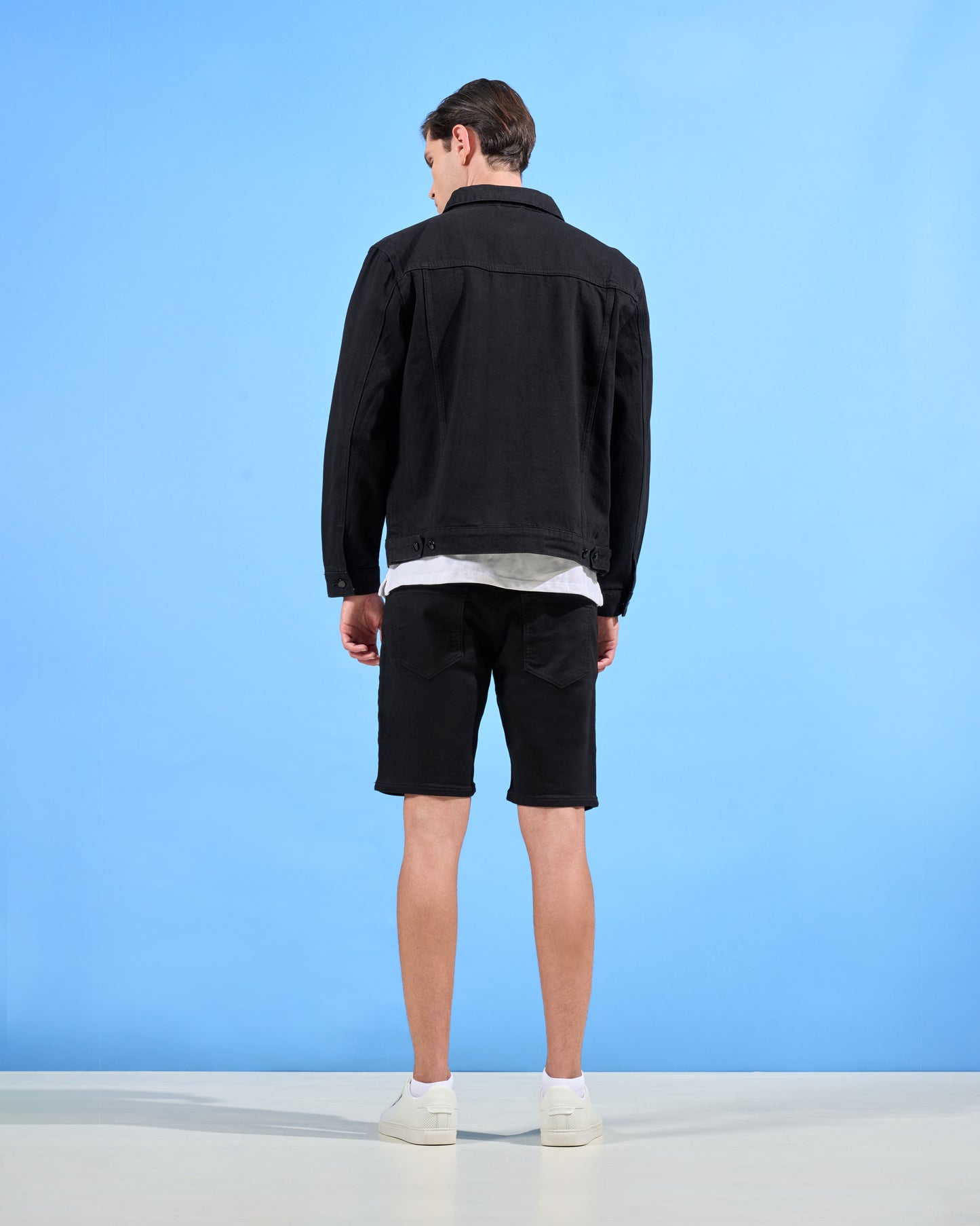 Solid Tone Black Denim Jacket