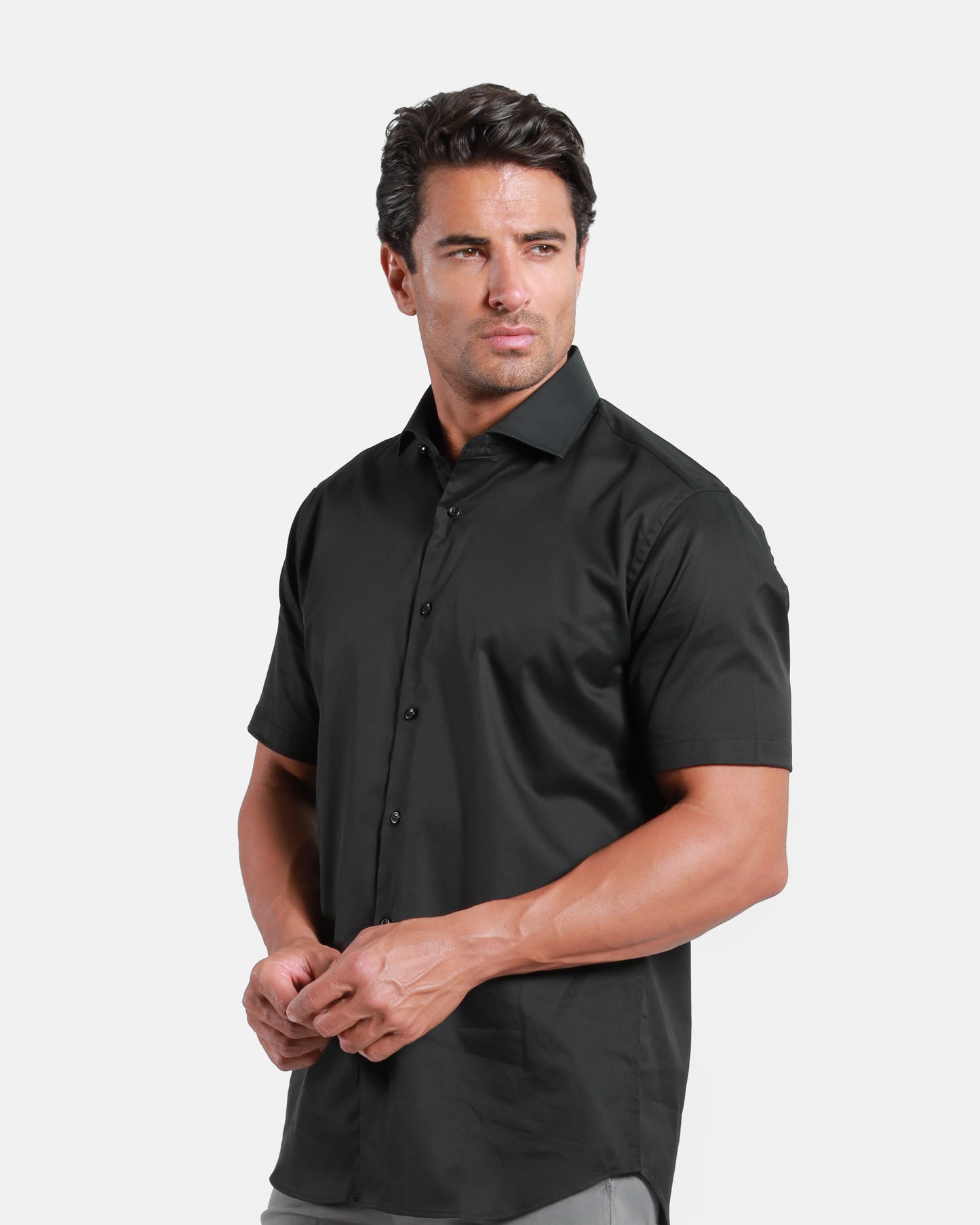 Plain Short Sleeve Cotton Shirt
