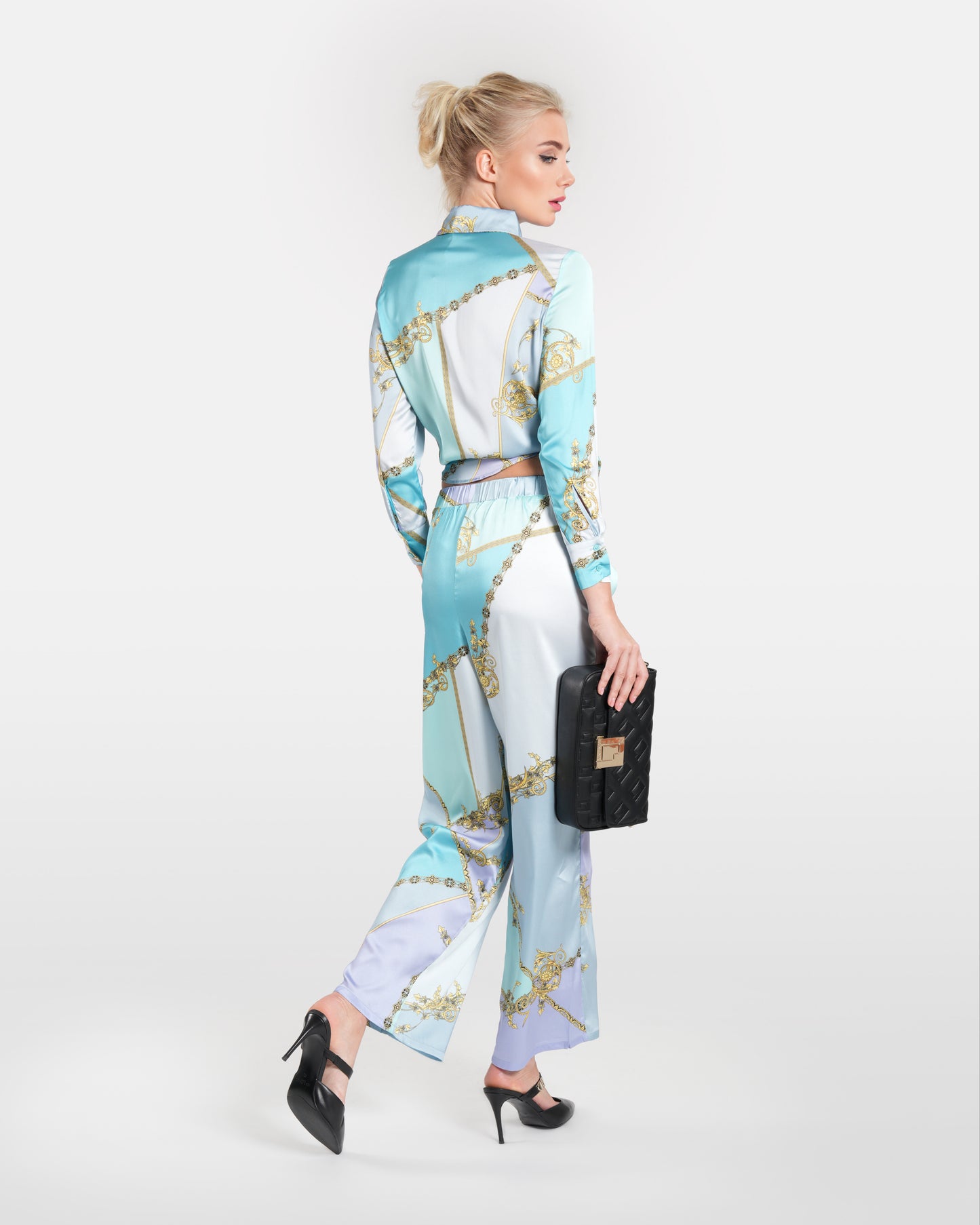 Multicolored Baroque Wide Leg Pants
