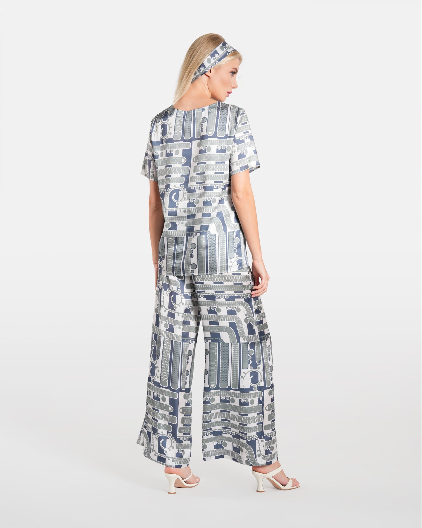 Abstract Printed Wide Leg Pants