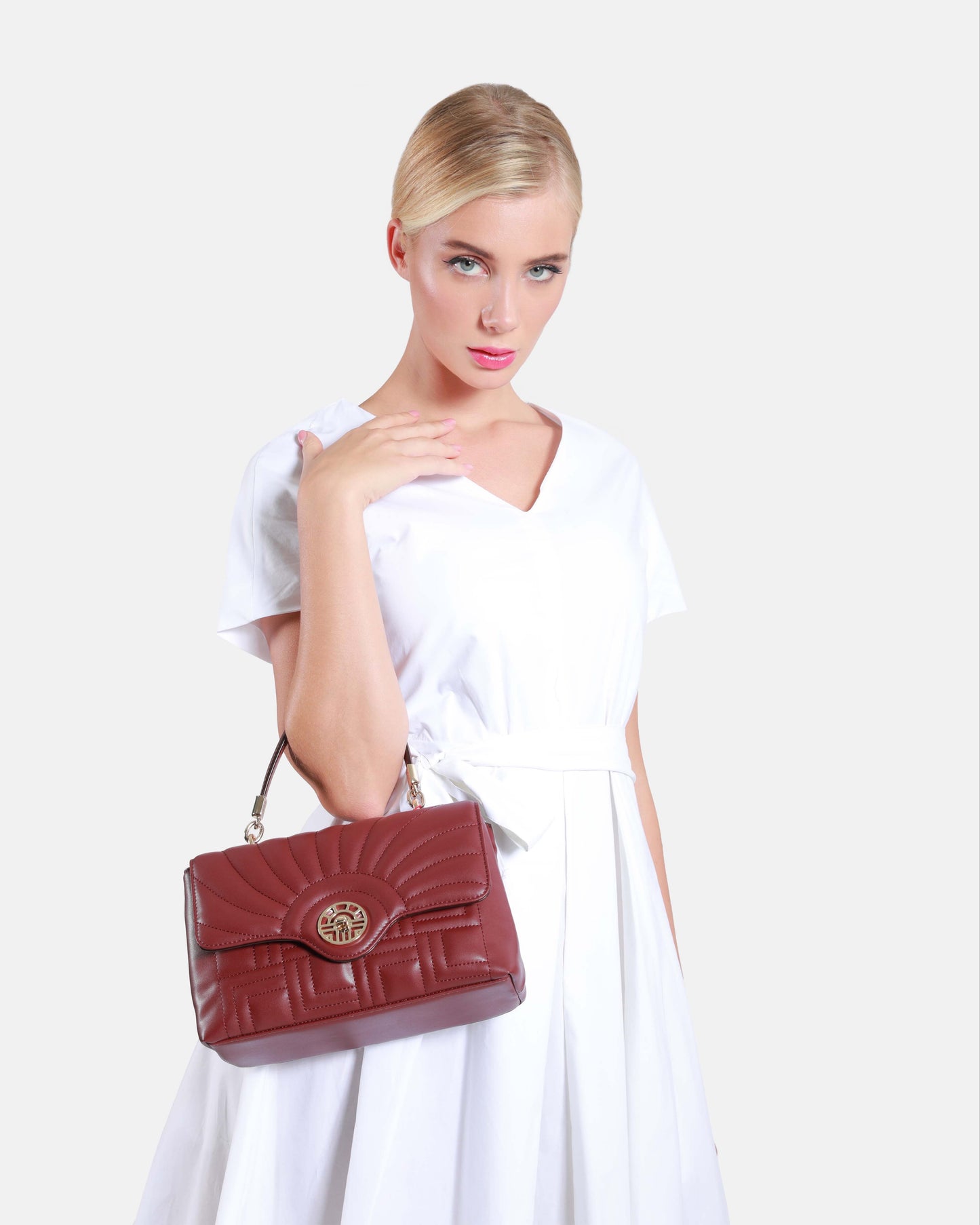 White Belted Cotton Dress