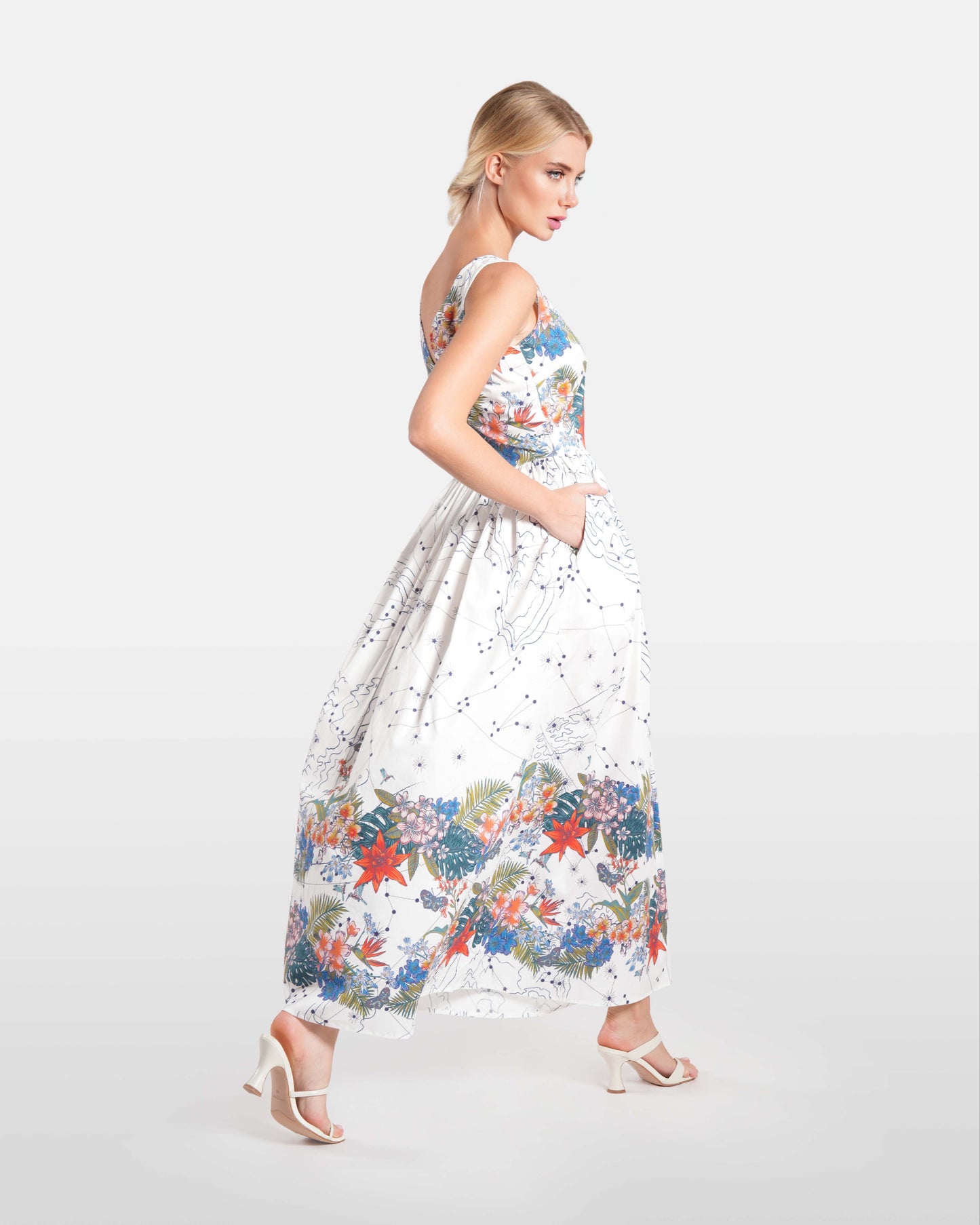 Floral Printed Sleeveless Dress
