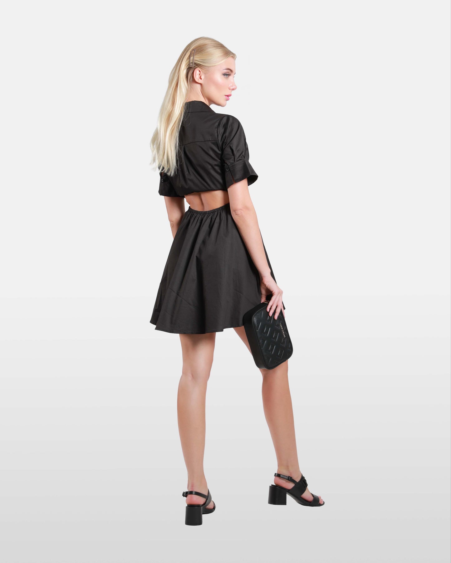 Embroidered Cut Out Mini Dress