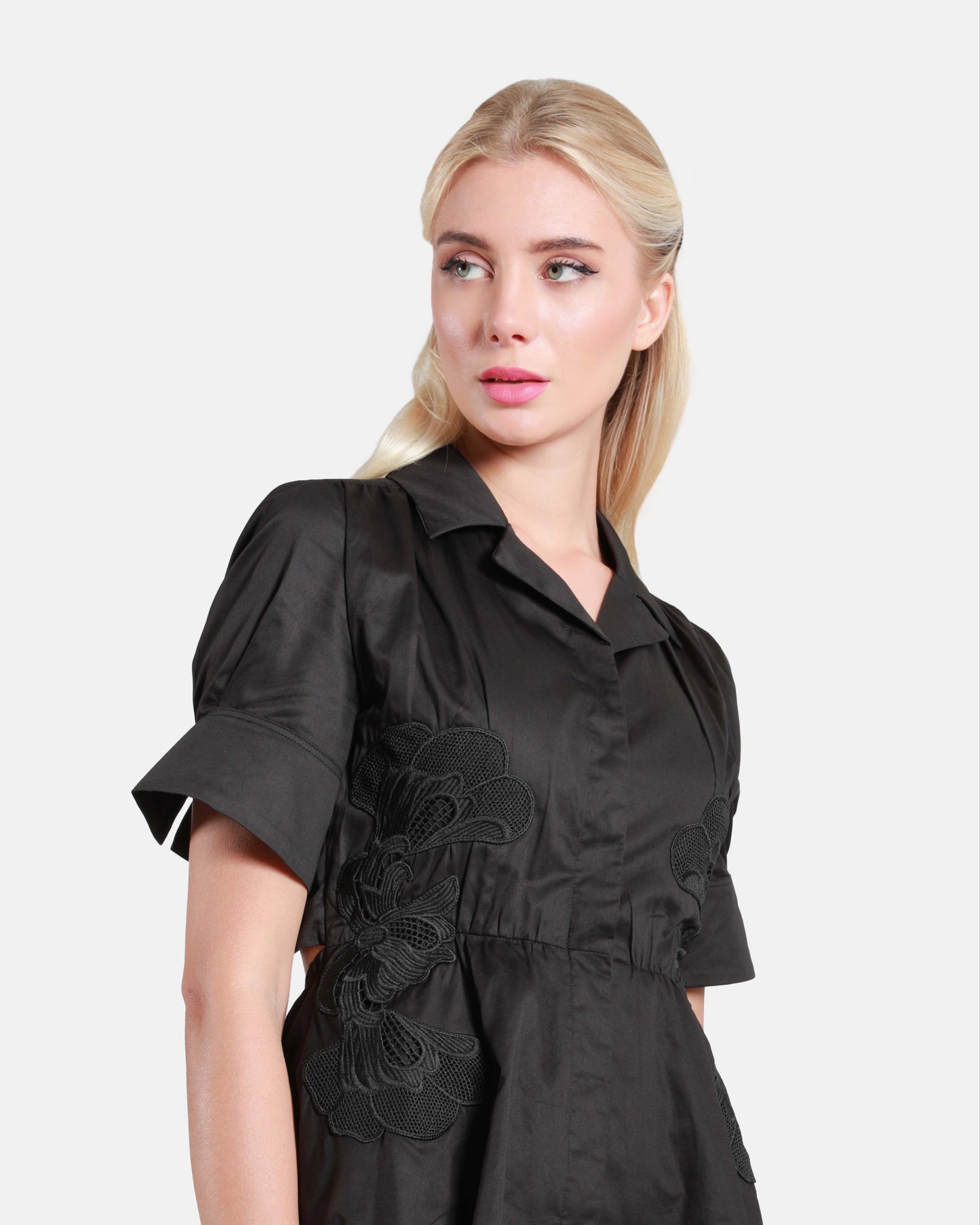 Embroidered Cut Out Mini Dress
