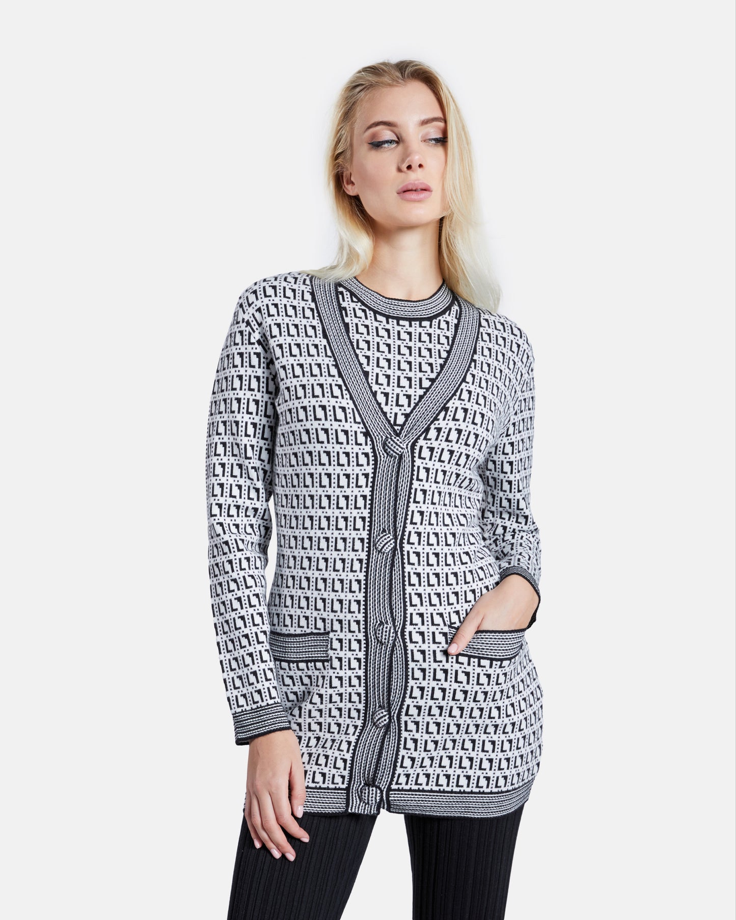 Monochrome Patterned Cardigan