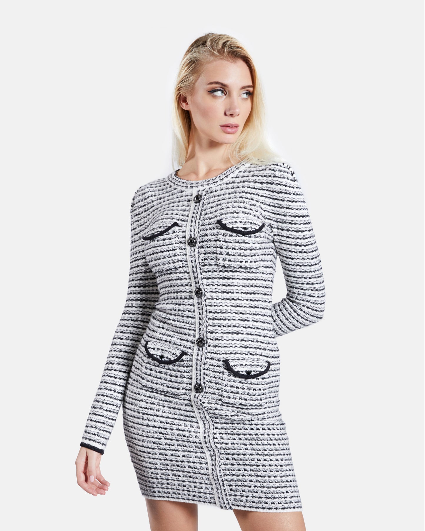 Monochrome Tweed Dress