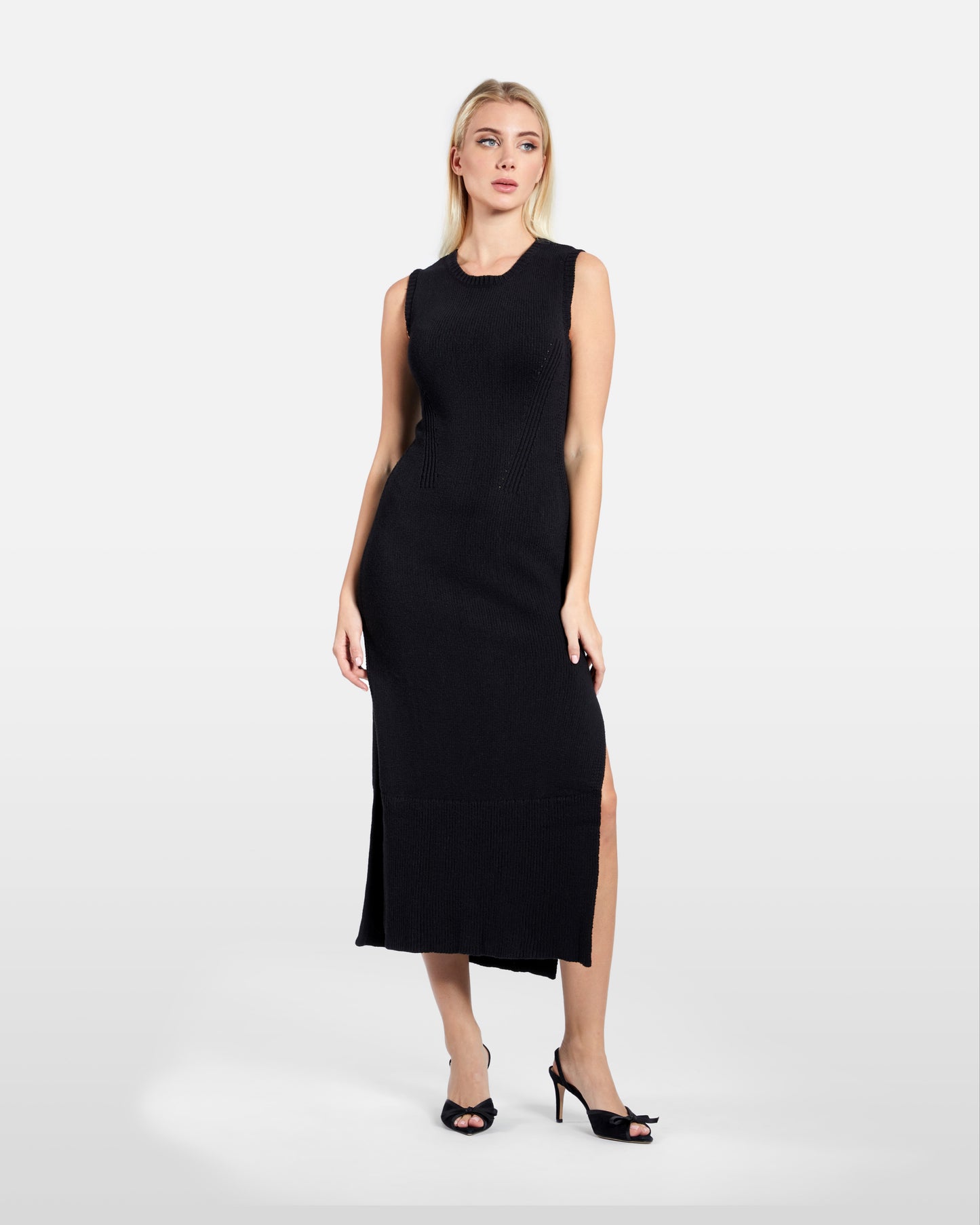 Knitted Slit Midi Dress