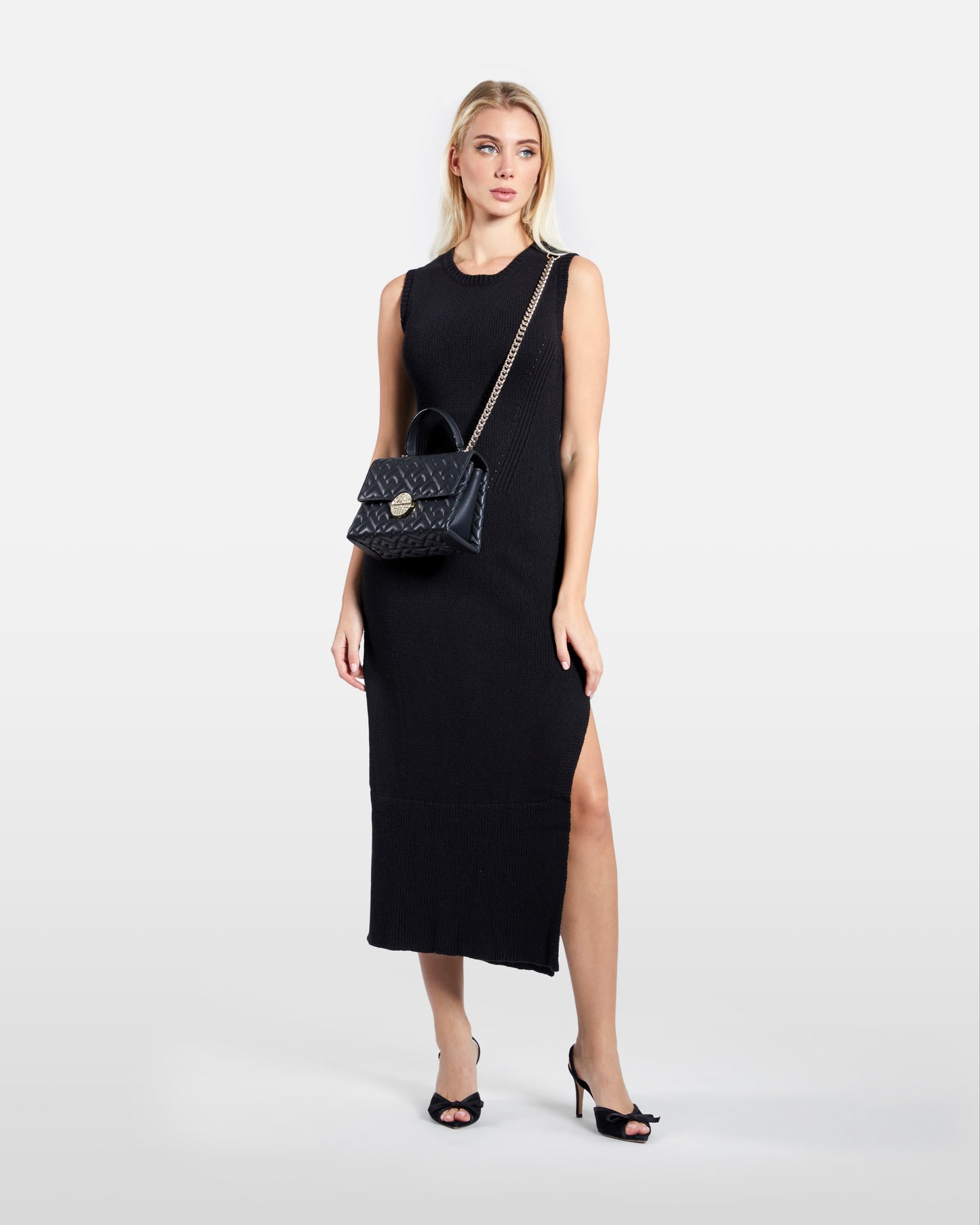 Knitted Slit Midi Dress