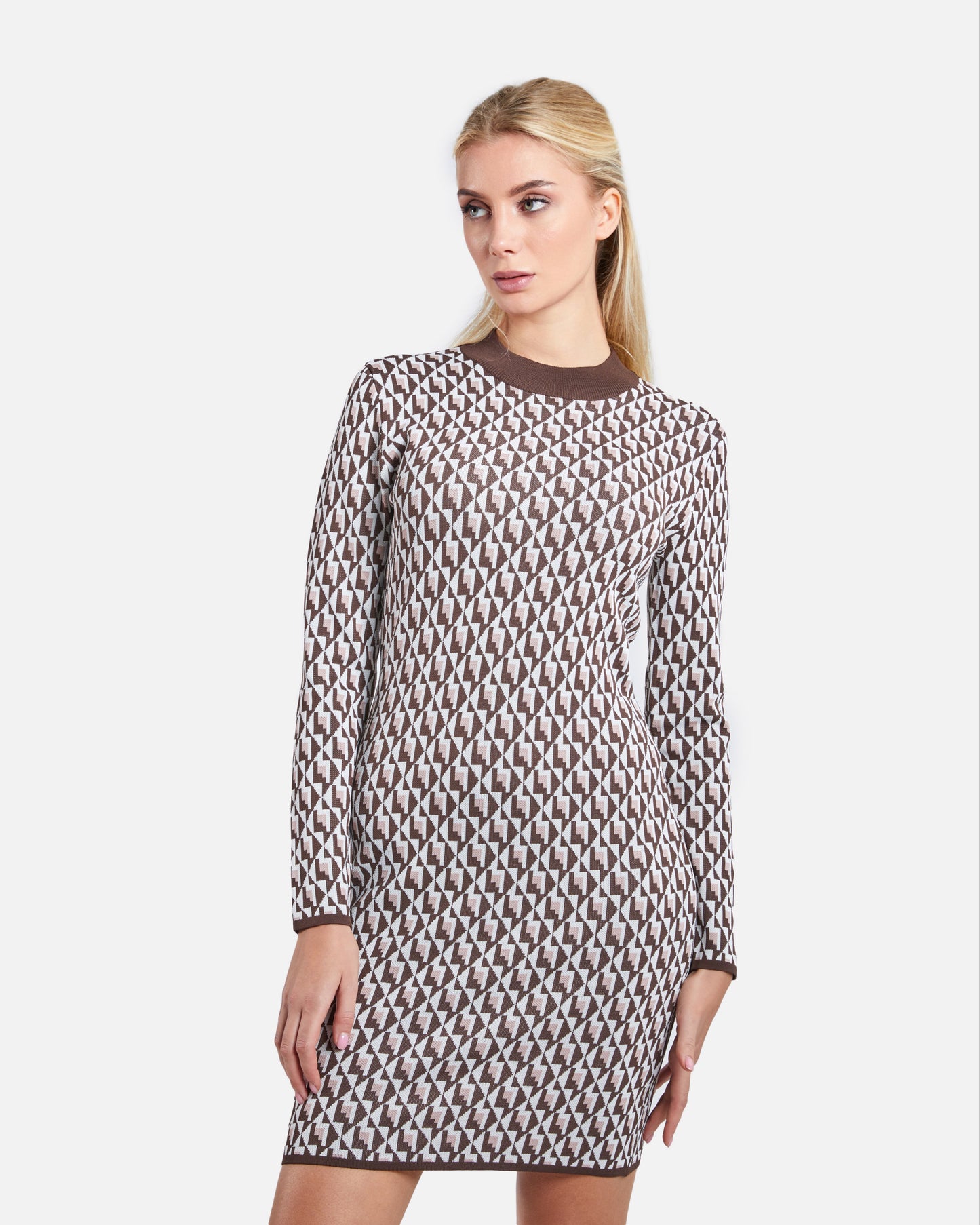 Geometric Patterned Knit Dress