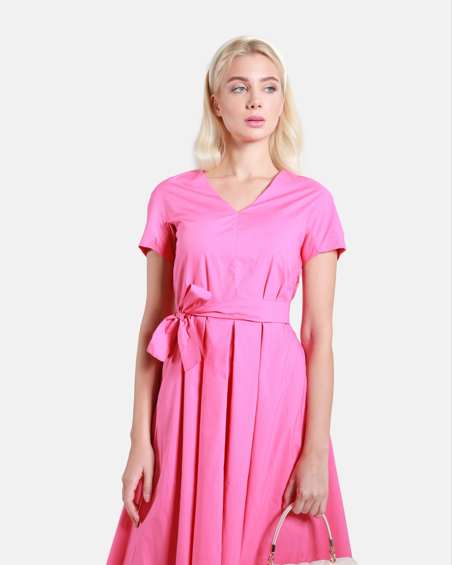 Pink Belted Cotton Dress
