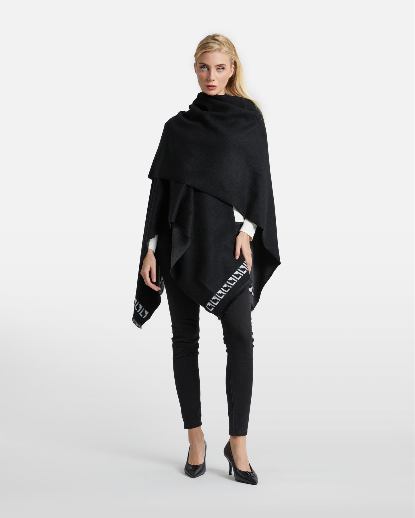 Fringed Monochrome Poncho