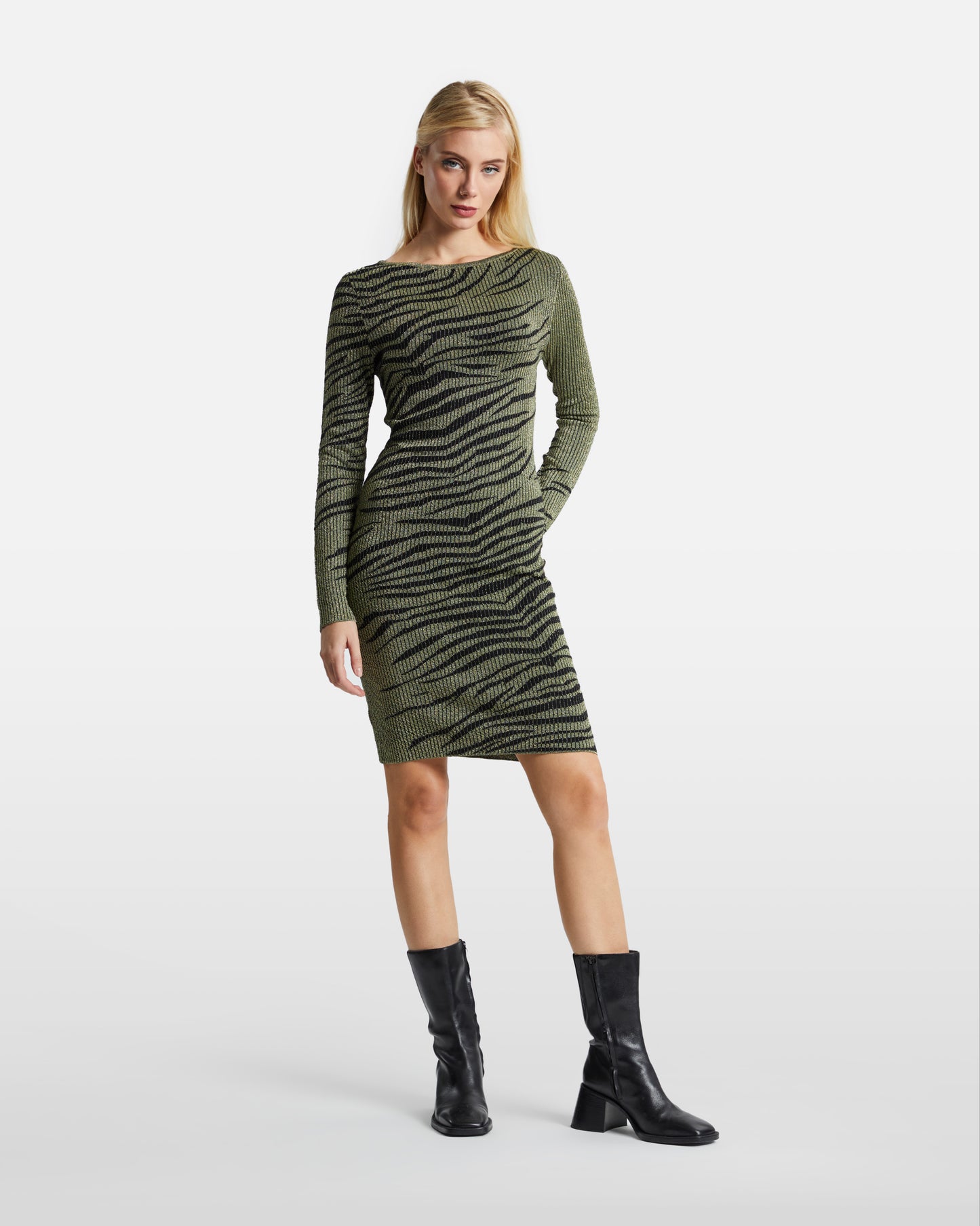 Zebra Metallic Detailed Mini Dress